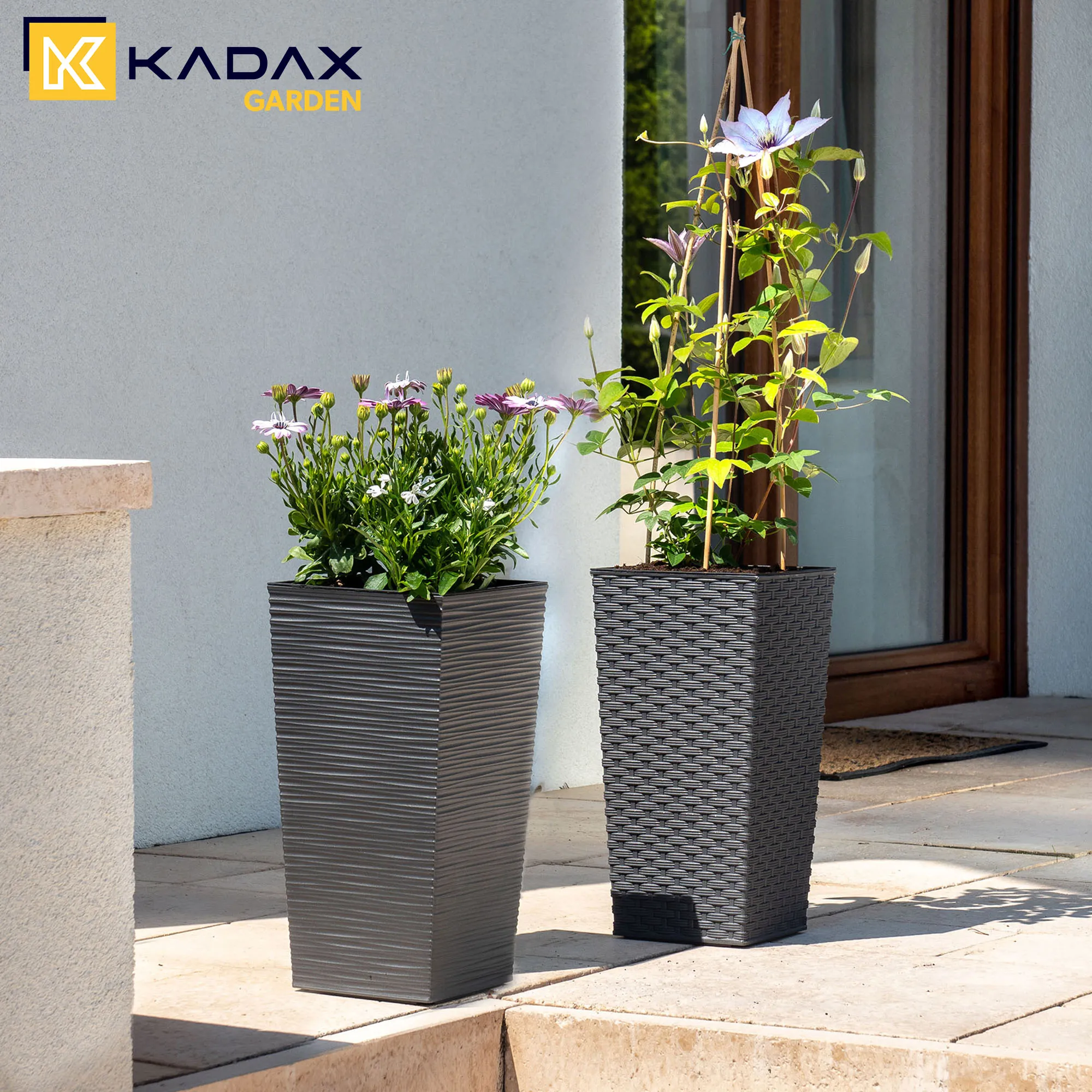 Pesaro rotango gėlių vazonai su įdėklu 19 cm + 25 cm + 30 cm