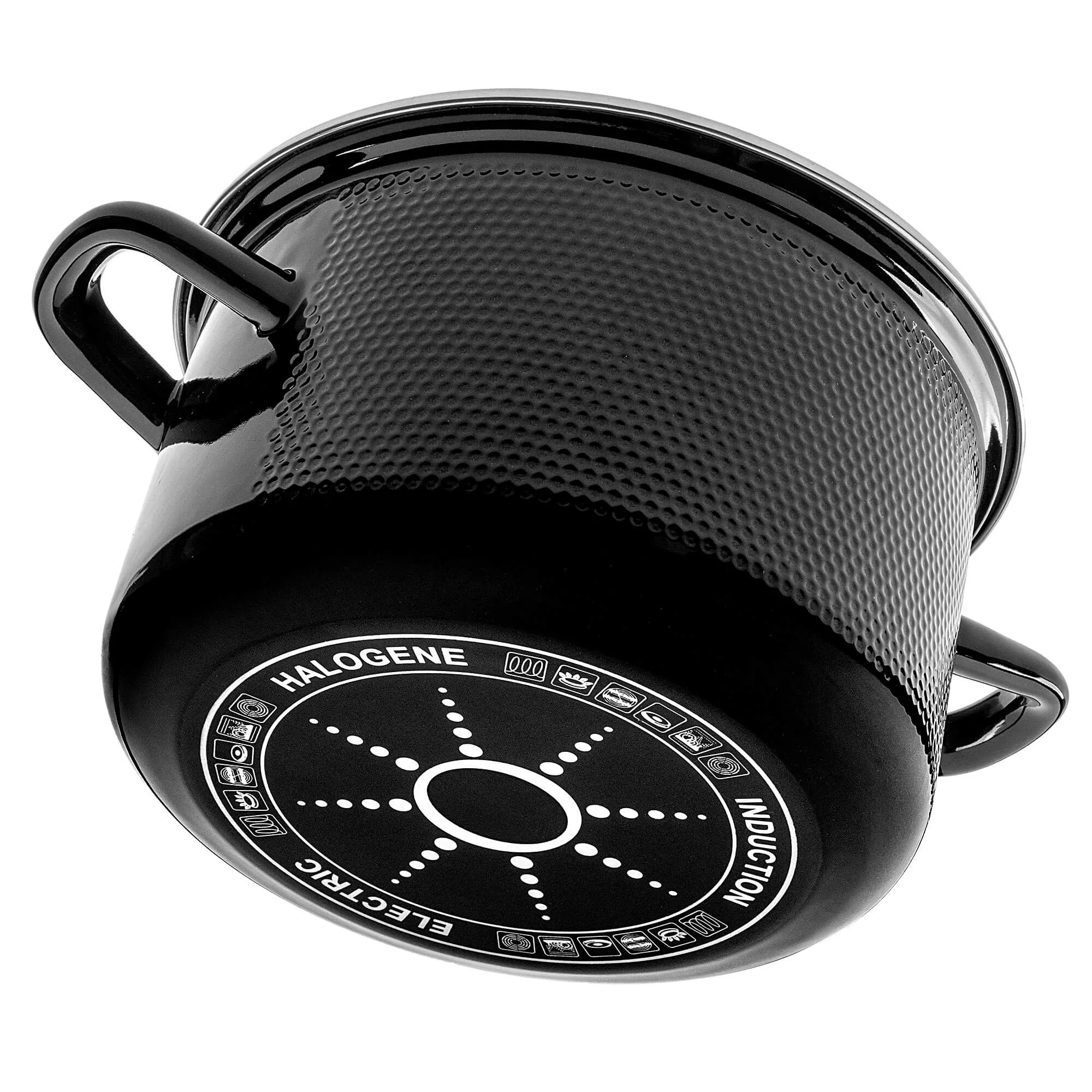 Pruno emaliuotų puodų rinkinys 2L, 3L, 4L, 5L juodas