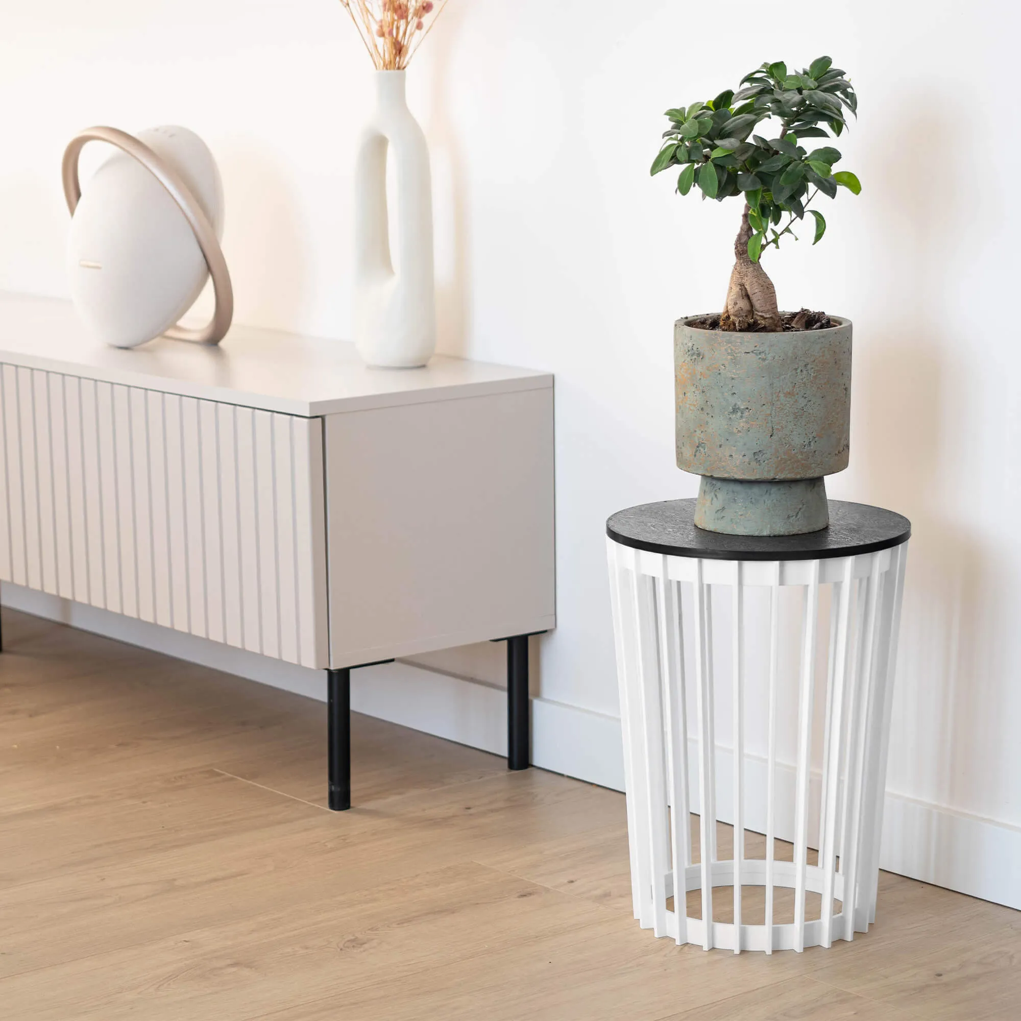 Aytre dvipusis augalų stovas 40 cm baltas + juodas stalviršis