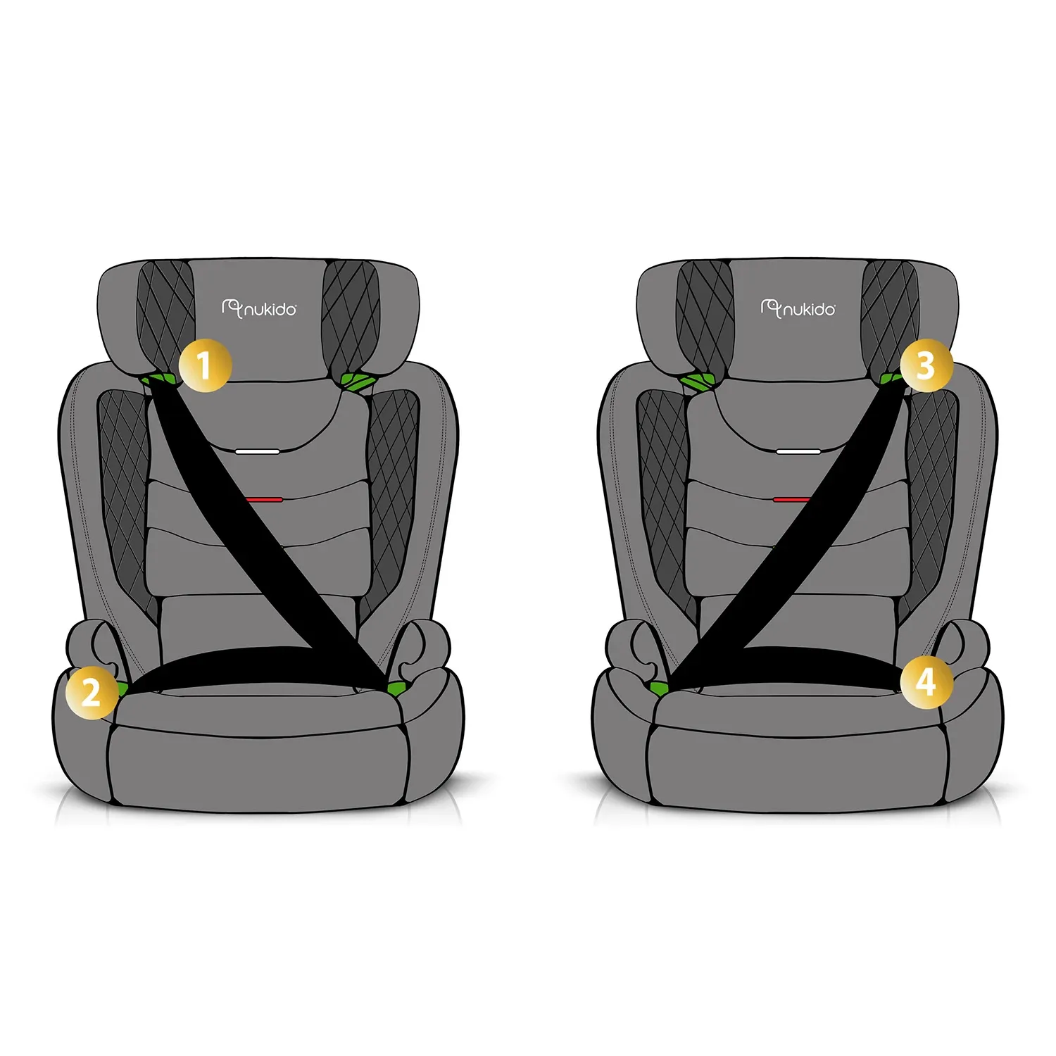 Nukido Louis minkšta juoda automobilinė kėdutė 15-36 kg ISOFIX - nuotrauka 1