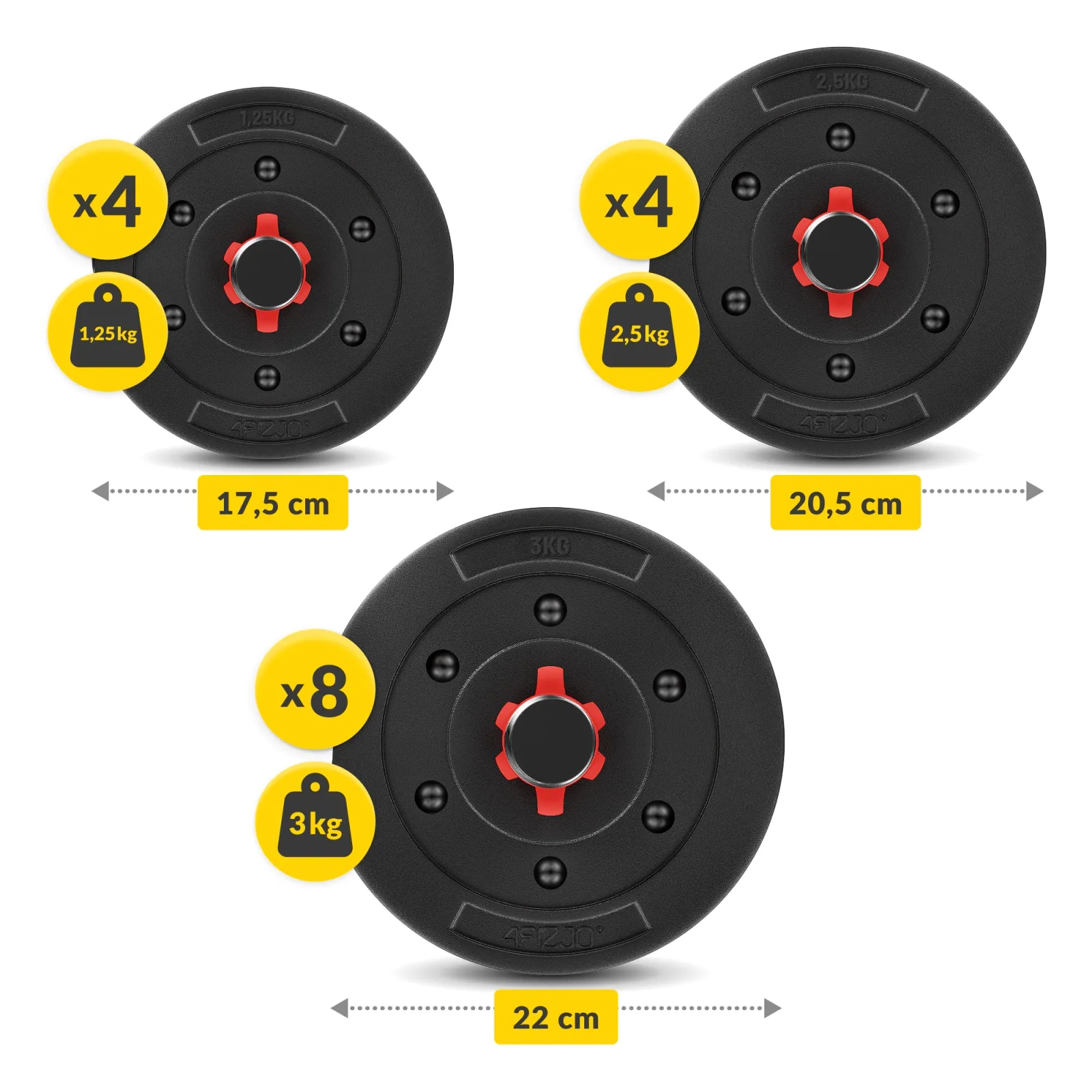 Bituminiai reguliuojamo svorio hanteliai 2 x 20 kg