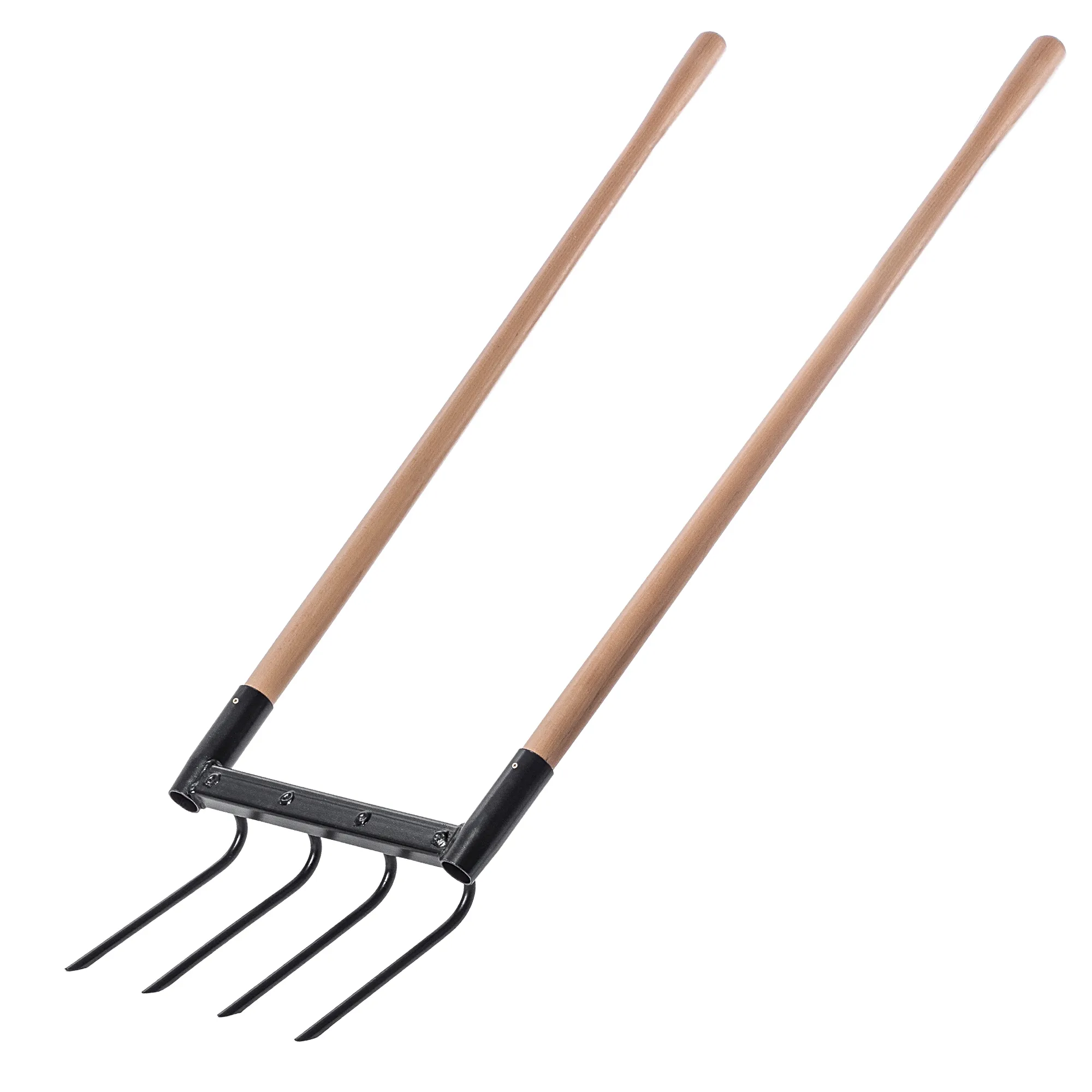 Sodo šakutė dirvos purenimui, 4 dalių, su rankenomis