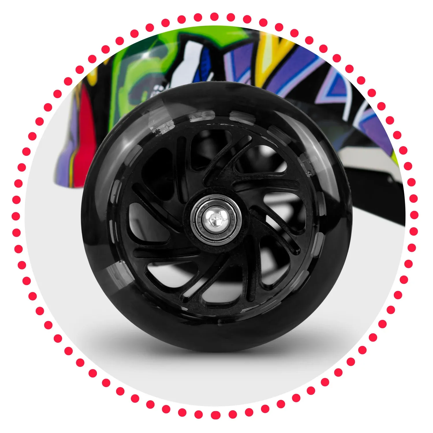 „Ricokids Piko“ triratis paspirtukas – juodas su spalvingais raštais - nuotrauka 1