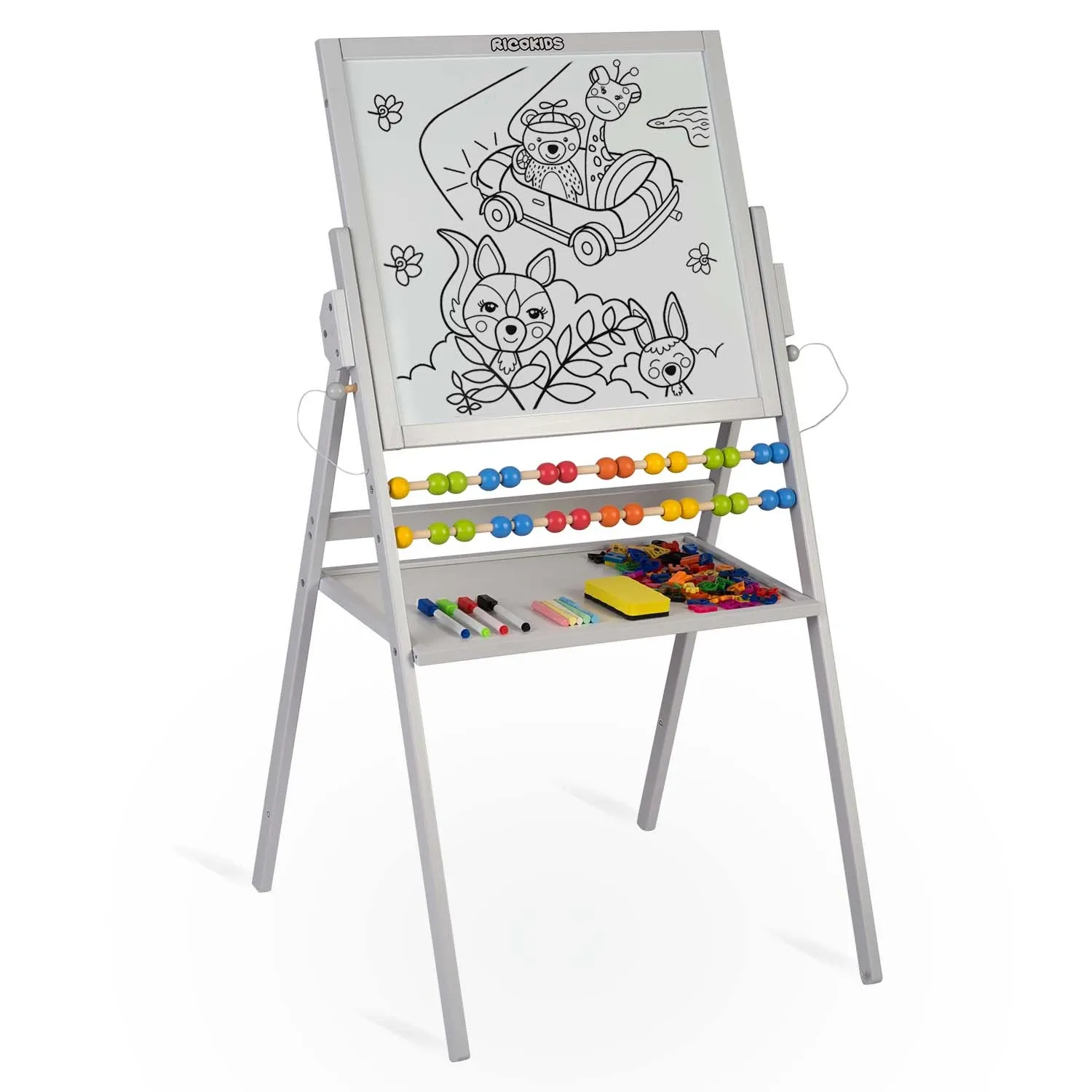 Ricokids magnetinė kreidinė lenta, besisukanti - pilka - nuotrauka 1