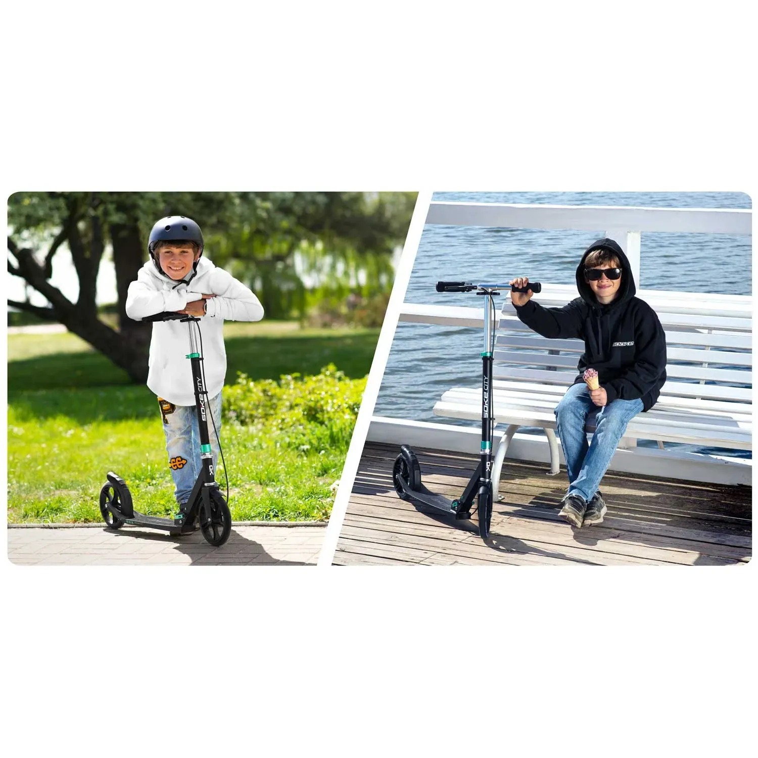 Soke City paspirtukas, juodas ir turkio spalvos - nuotrauka 1