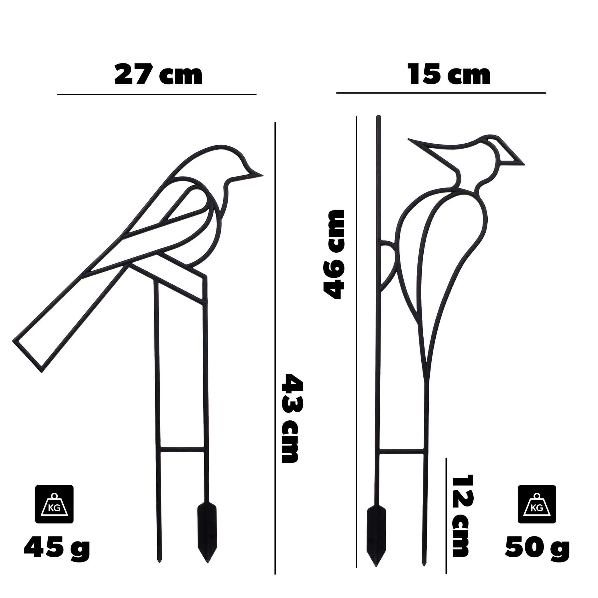 Cerreto paukščių augalų atramos 43 cm juodos