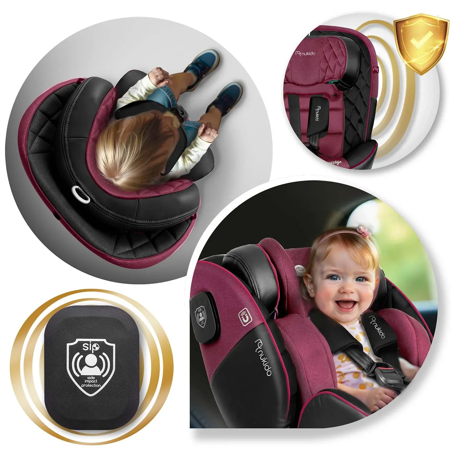 „Nukido Prestige Line“ juodos ir rožinės spalvos automobilinė kėdutė, 0-36 kg, ISOFIX - nuotrauka 1
