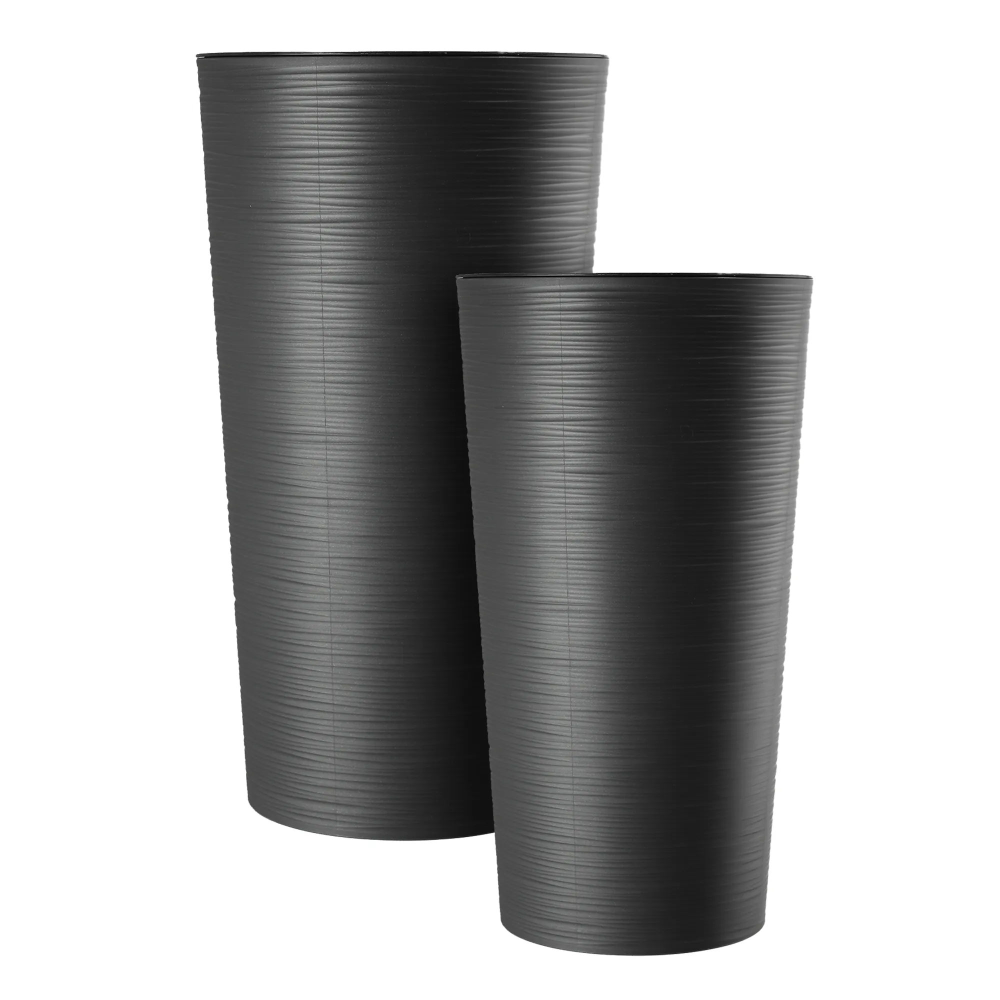 Lotynų Amerikos gėlių vazonai su antracito spalvos įdėklu 19 cm + 25 cm + 30 cm