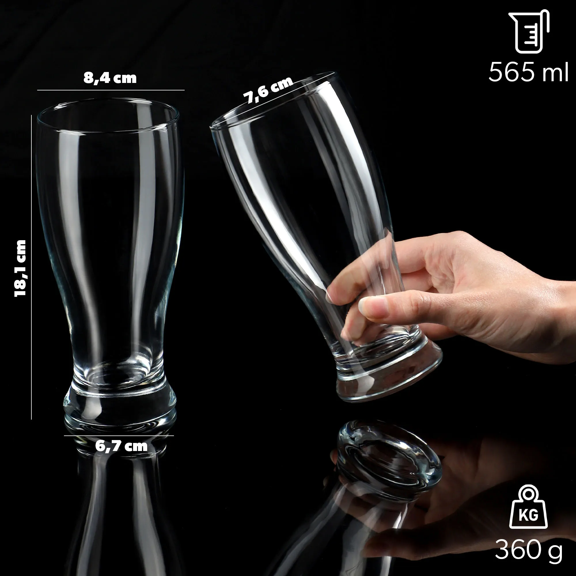 Pomos alaus stiklinės 565 ml, 6 vnt.