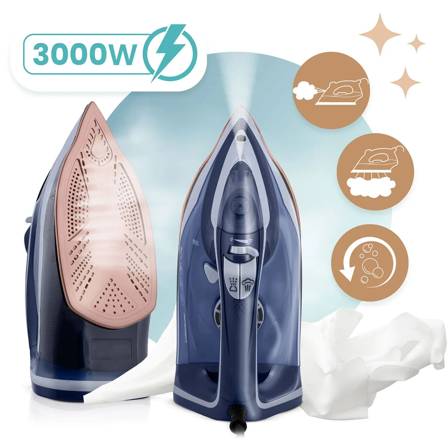 3000 W „Berdsen BD-330“ garinis lygintuvas, keraminė danga, vertikalus veikimas - nuotrauka 1