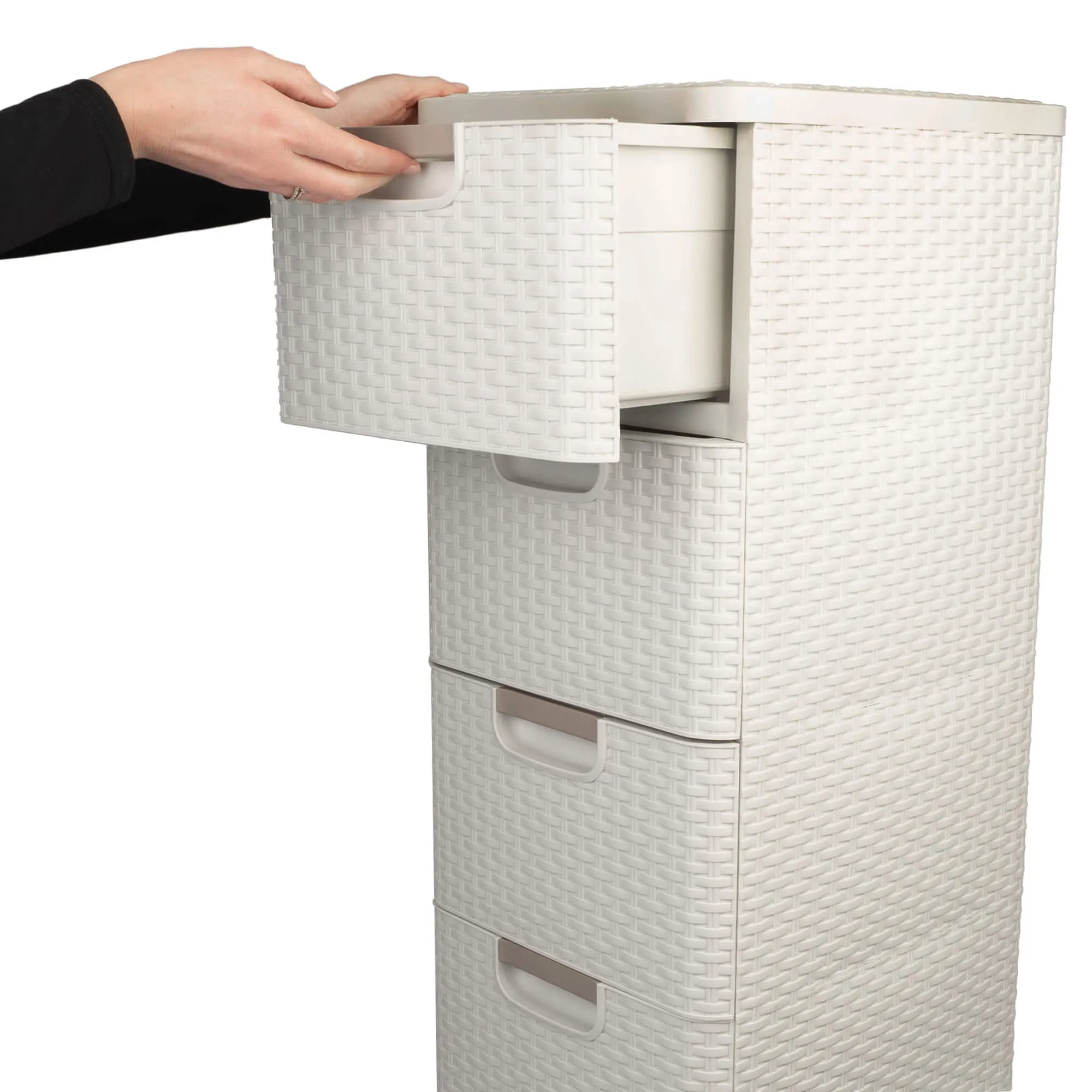 „Curver Style“ 4x14L kreminės spalvos knygų lentyna su 4 stalčiais