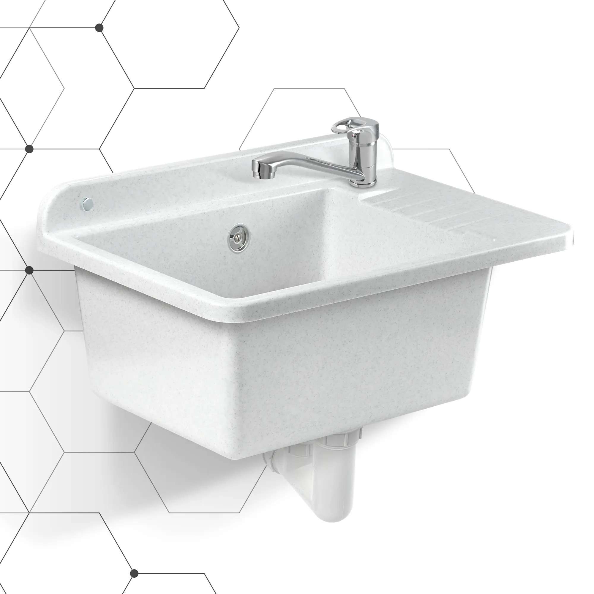 Gospo kriauklė su pasukamu maišytuvu, balta