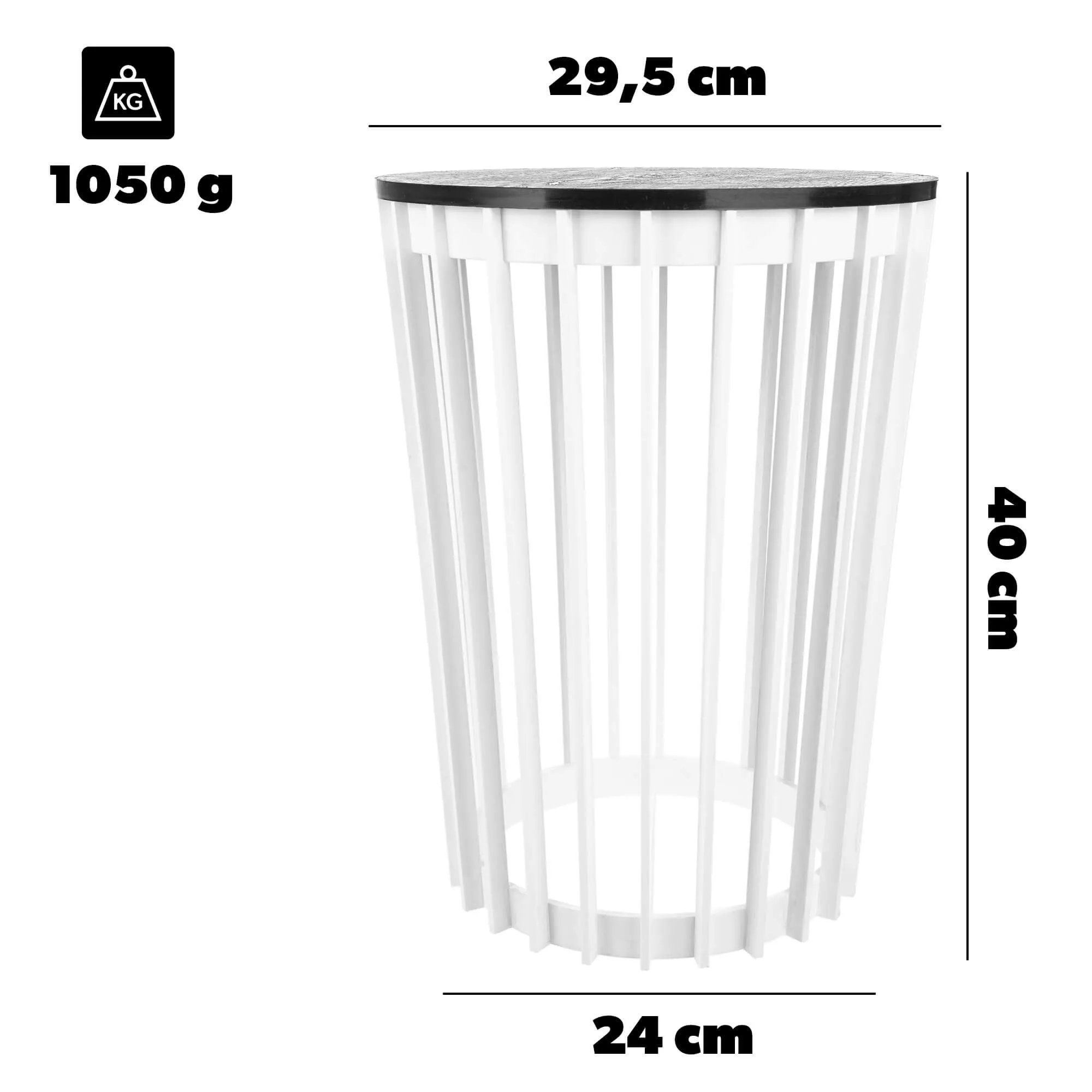 Aytre dvipusis augalų stovas 40 cm baltas + juodas stalviršis