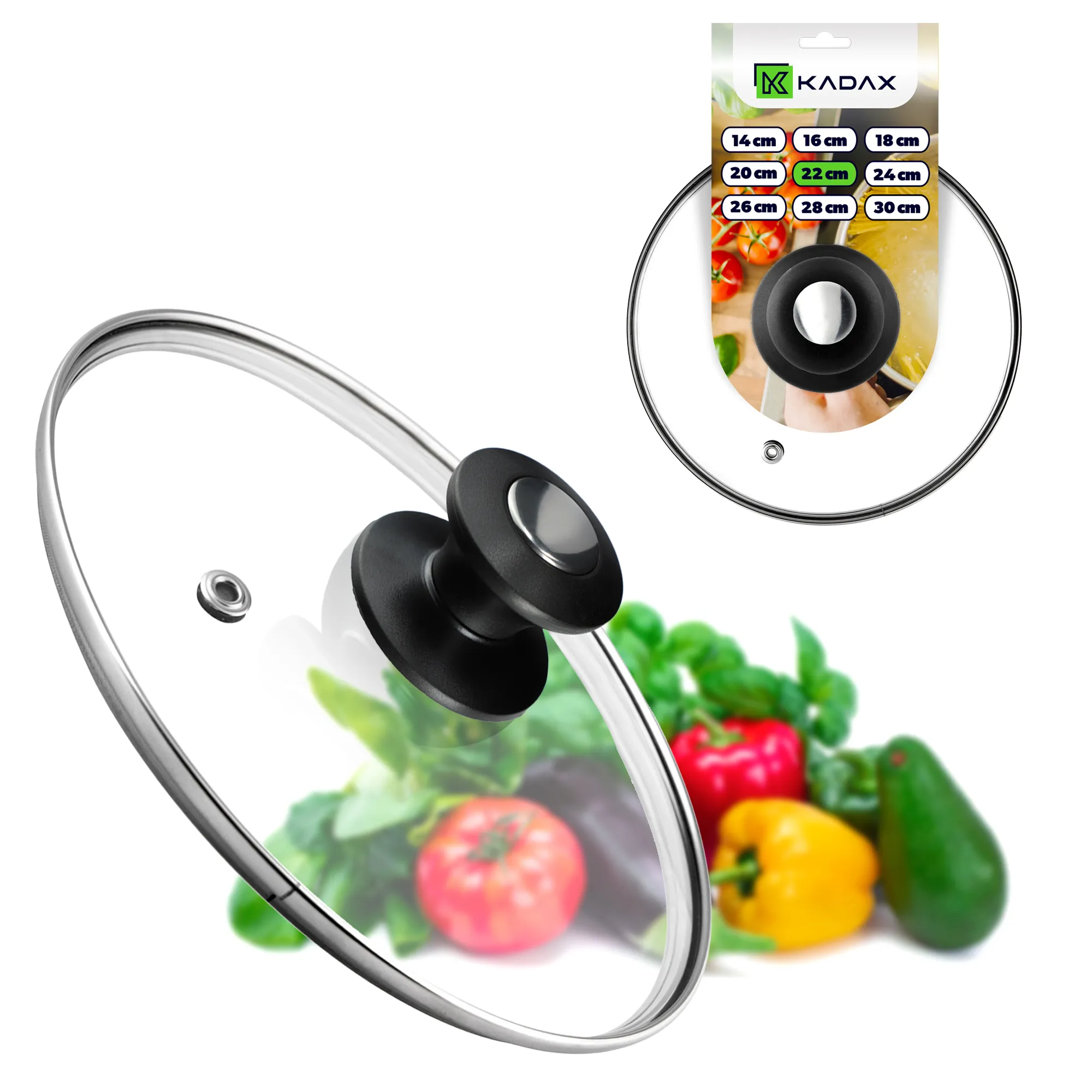 Barletta 22 cm orkaitėje atsparus dangtis su juoda rankena