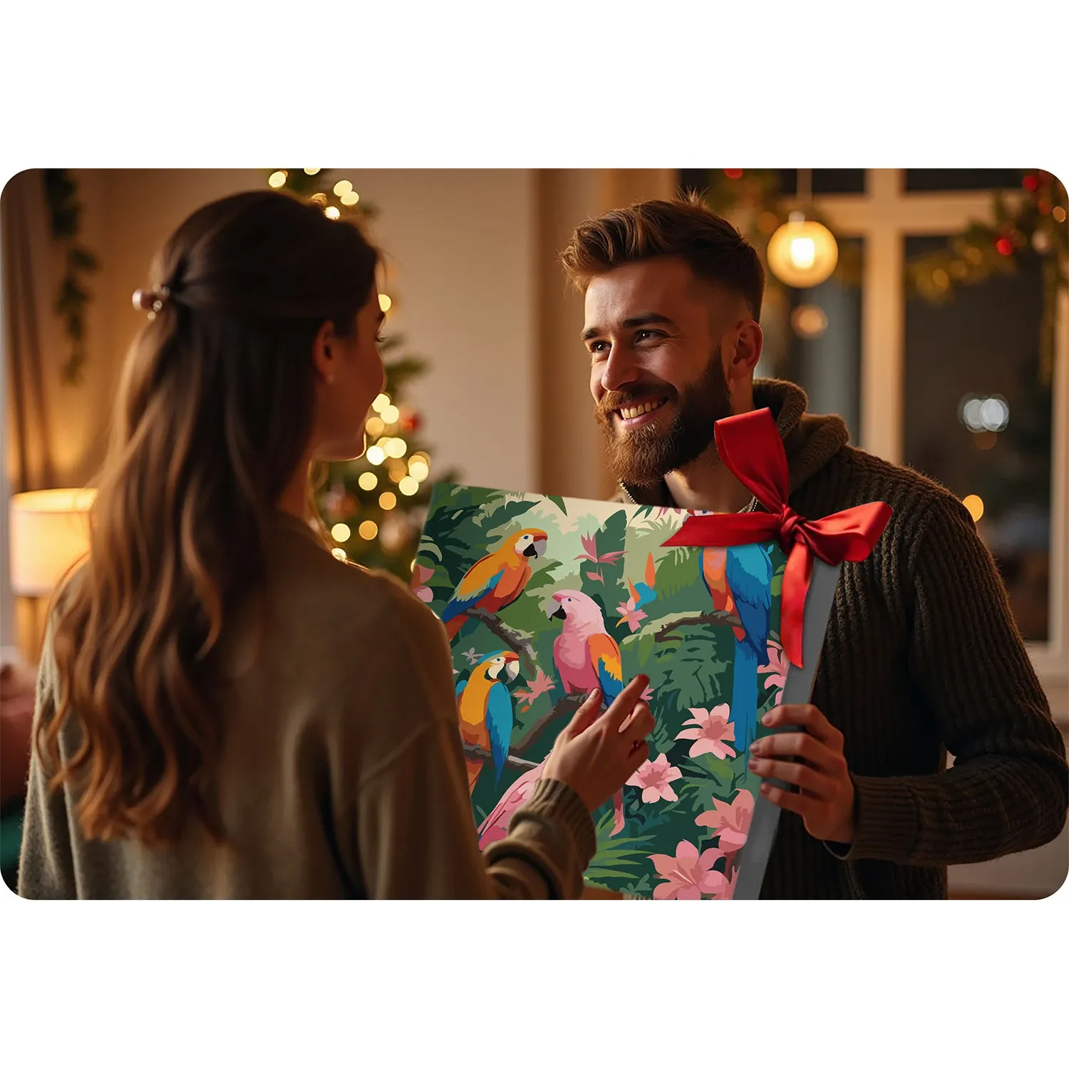 Paveikslas tapyti pagal skaičius 40x50 cm Massido Papugi - nuotrauka 1