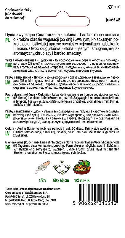 Moliūgai – Cukinijos Coucourzelle 2g