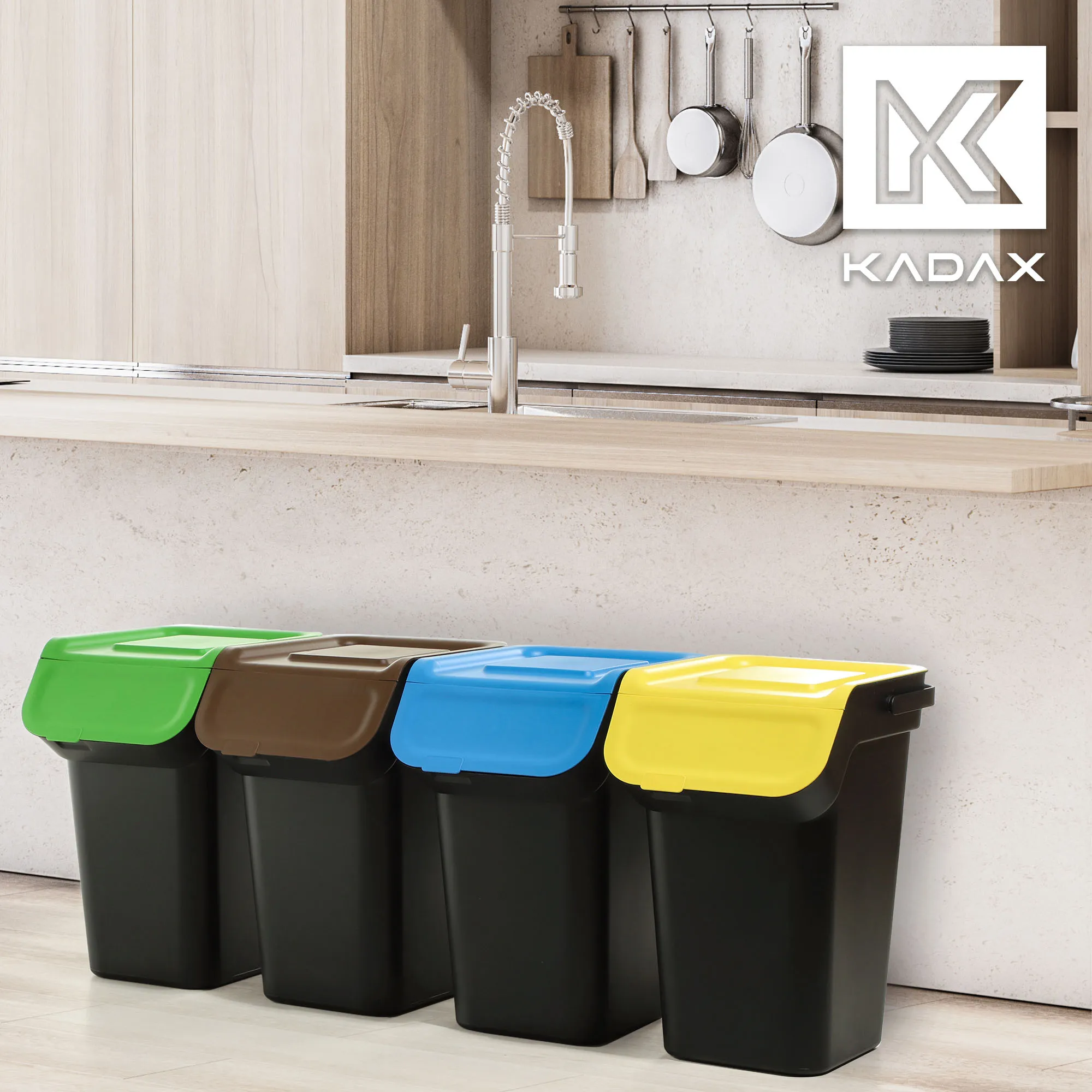 Pagney 4x25L juodų šiukšliadėžių rinkinys