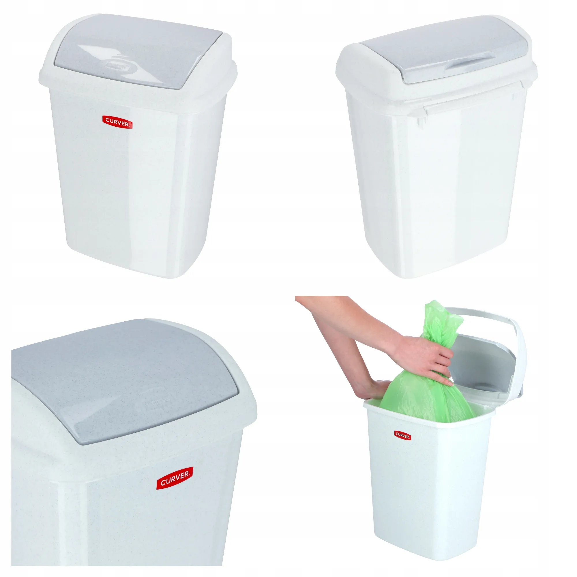 Curver Dominik 10 l pakreipiama šiukšliadėžė, granito spalvos