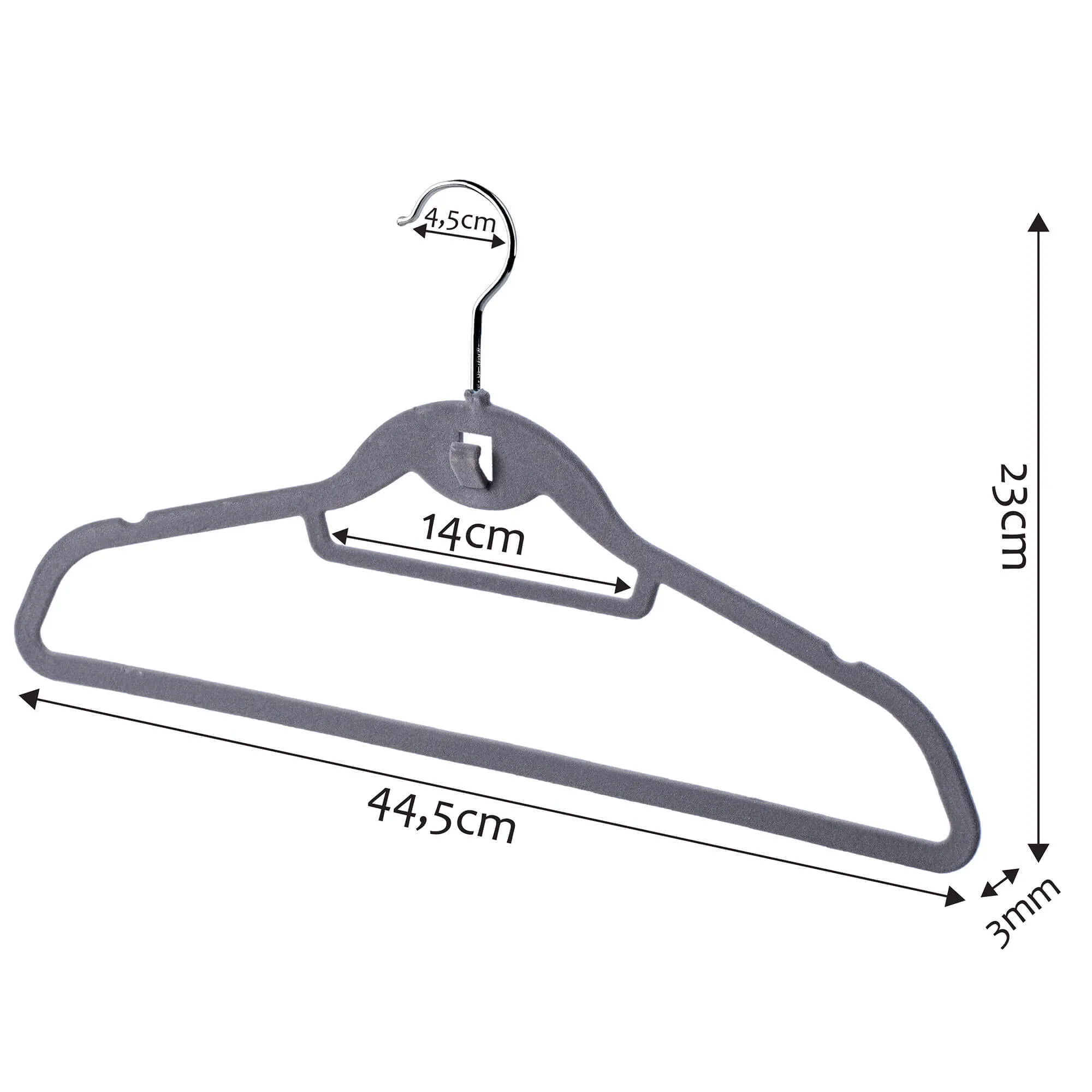 Tamsiai pilka pūkuota drabužių pakaba, 5 vnt.
