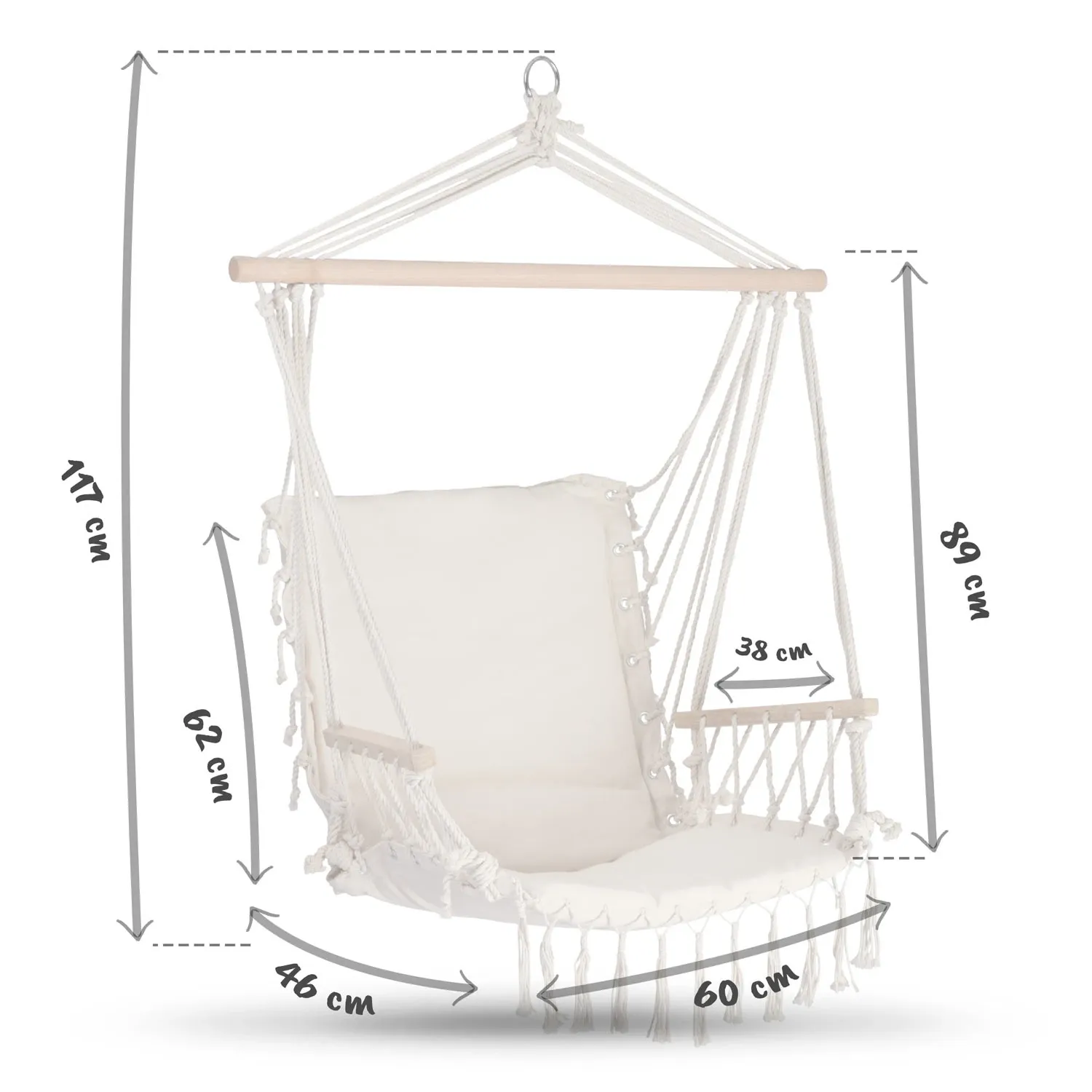 Lagos pakabinama kėdė smėlio spalvos - nuotrauka 1