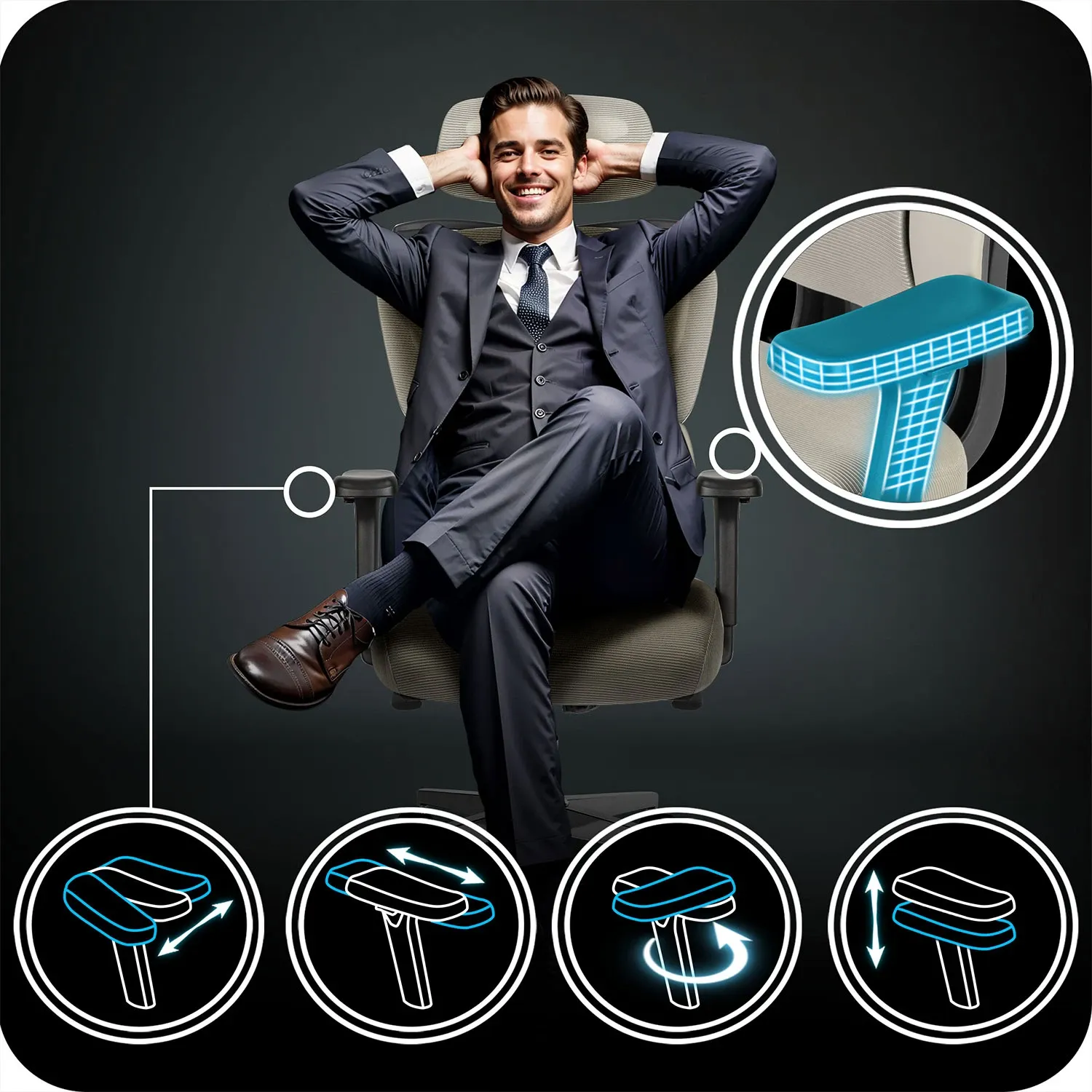 Sofotel Talin mikro tinklelio biuro kėdė – pilka - nuotrauka 1