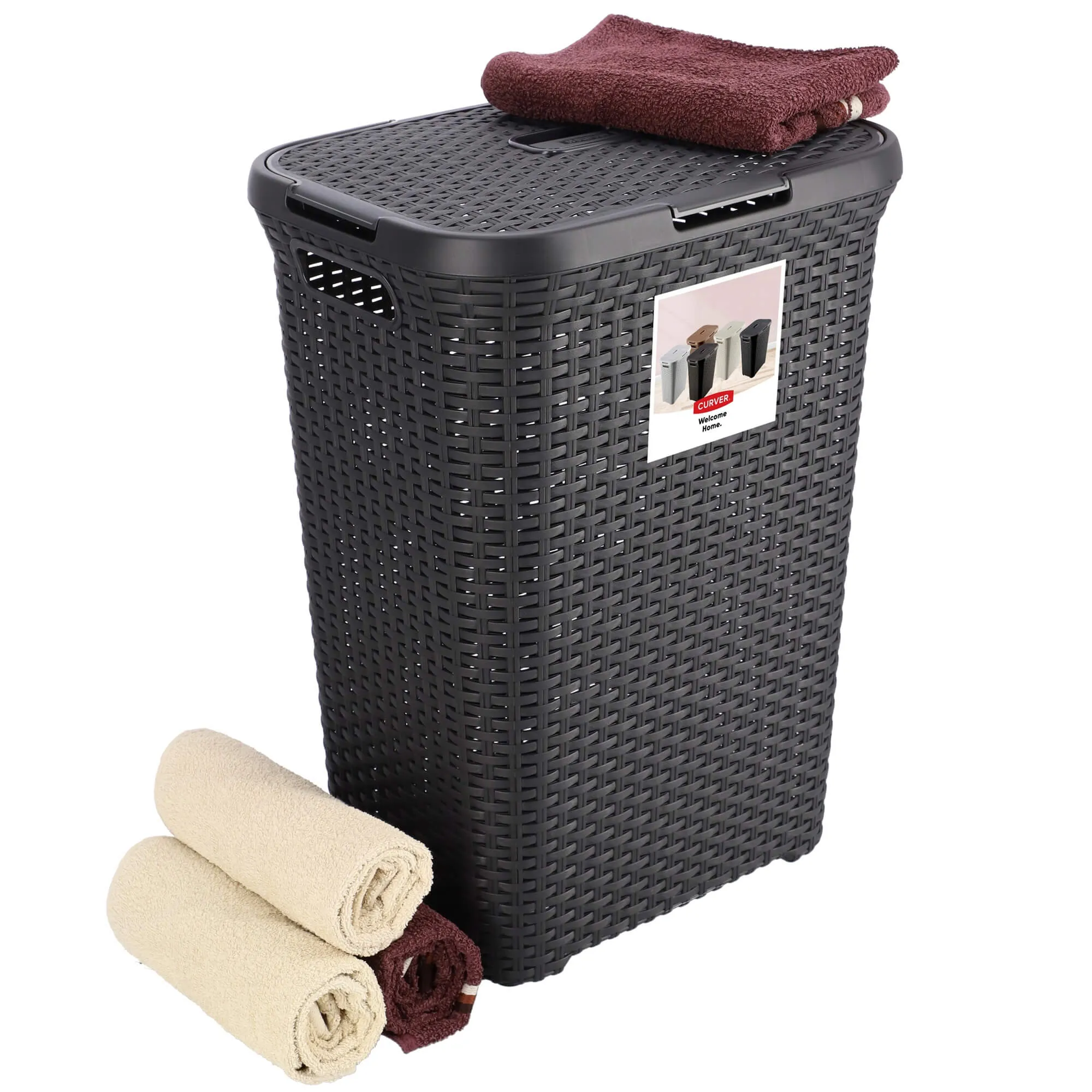 „Curver Natural Style“ 60 litrų krepšeliai su dangčiu, spalvų mišinys, 2 vnt.