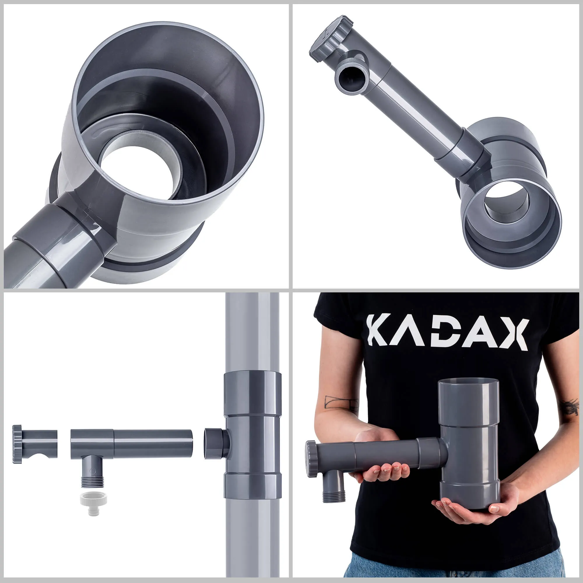 Nancras lietaus vandens kolektorius su vožtuvu, 80 mm, pilkas