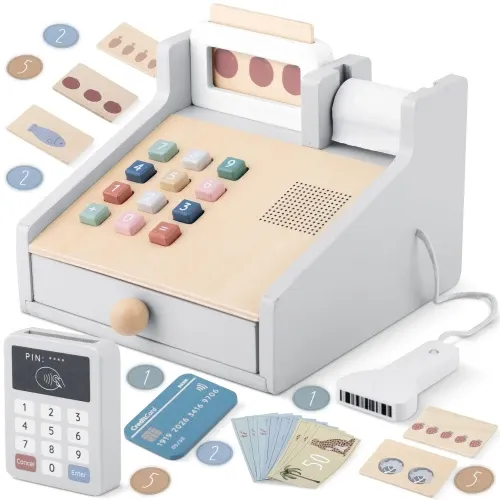 Medinis žaislinis kasos aparatas NK-863 Nukido - nuotrauka 1