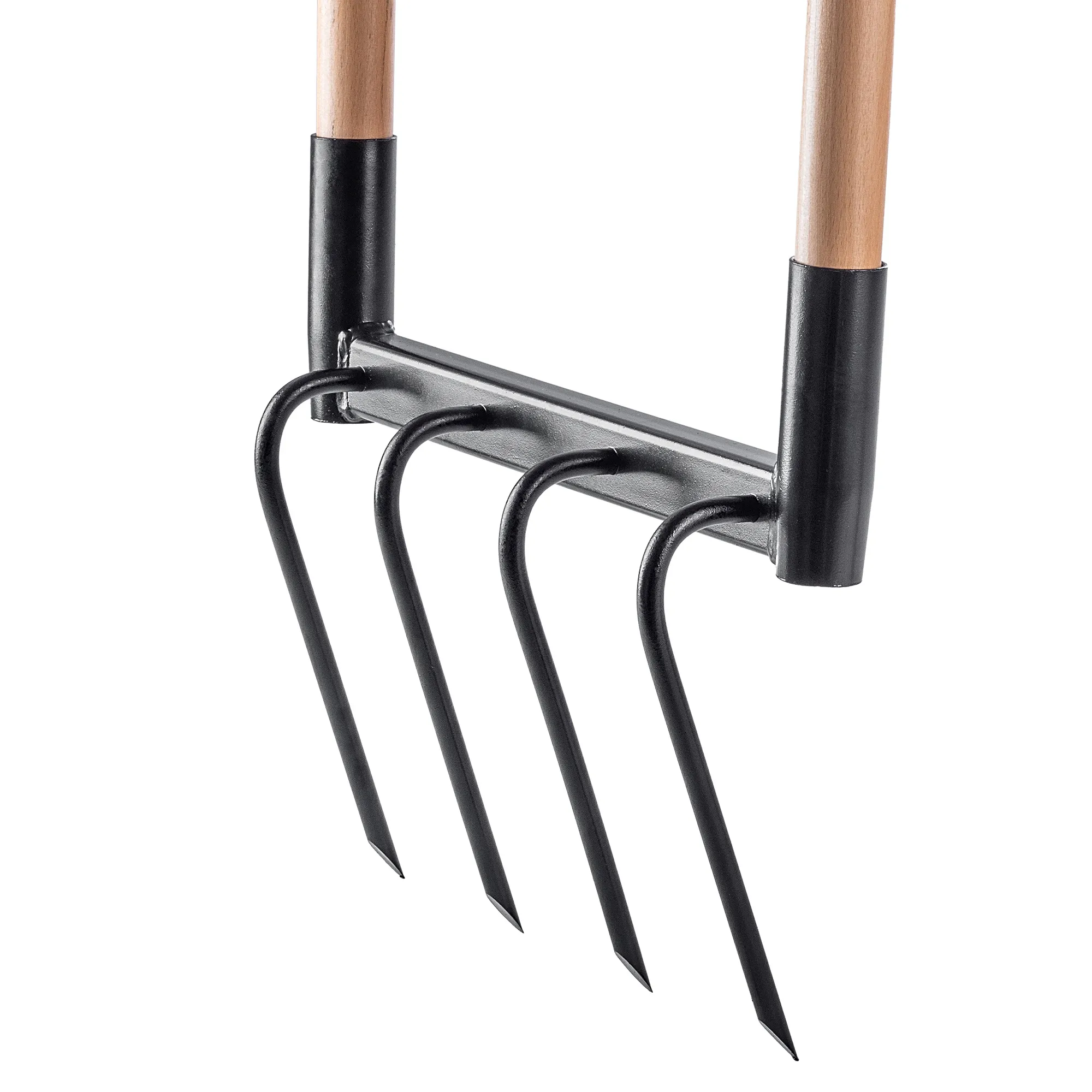 Sodo šakutė dirvos purenimui, 4 dalių, su rankenomis