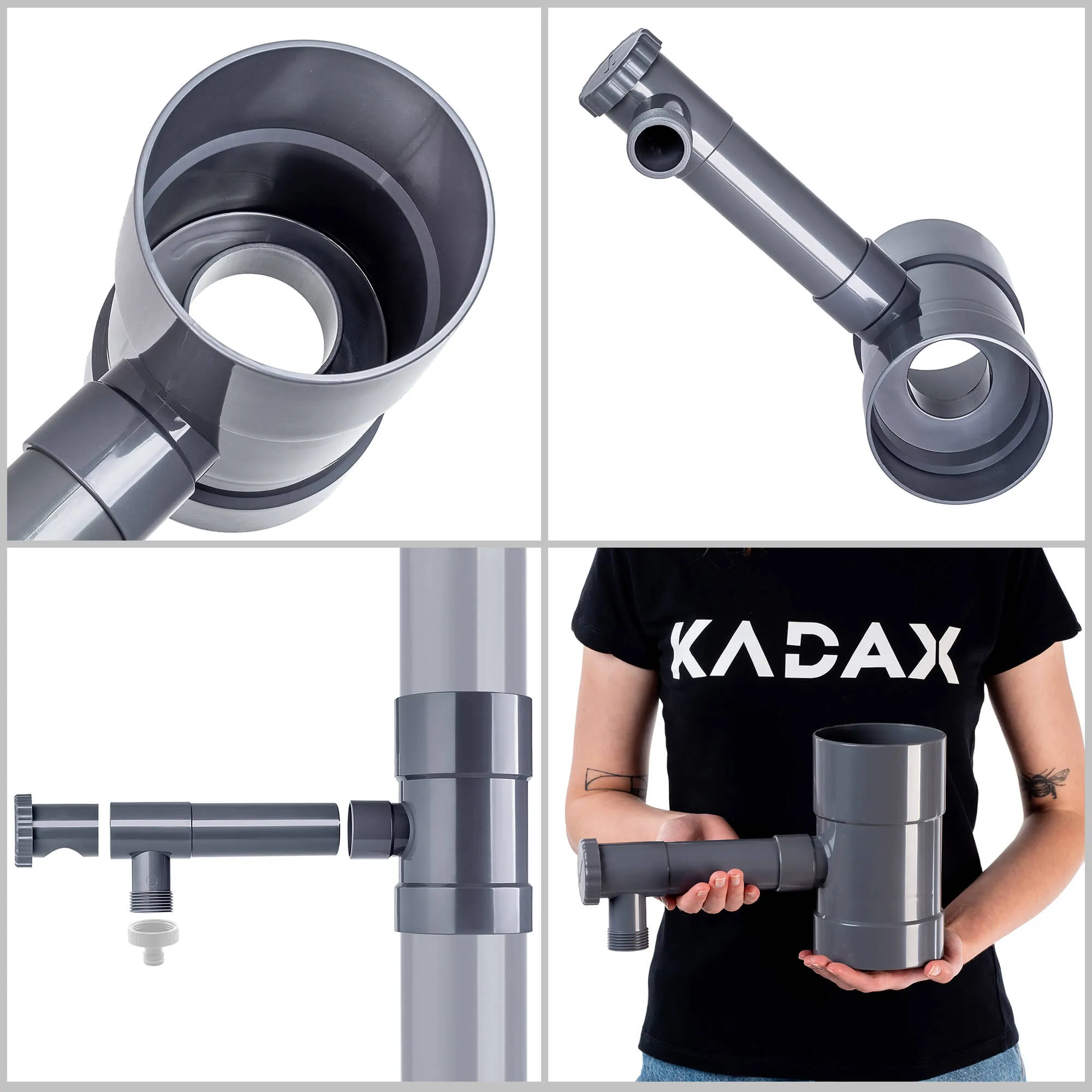 Nancras lietaus vandens kolektorius su vožtuvu, 100 mm, pilkas