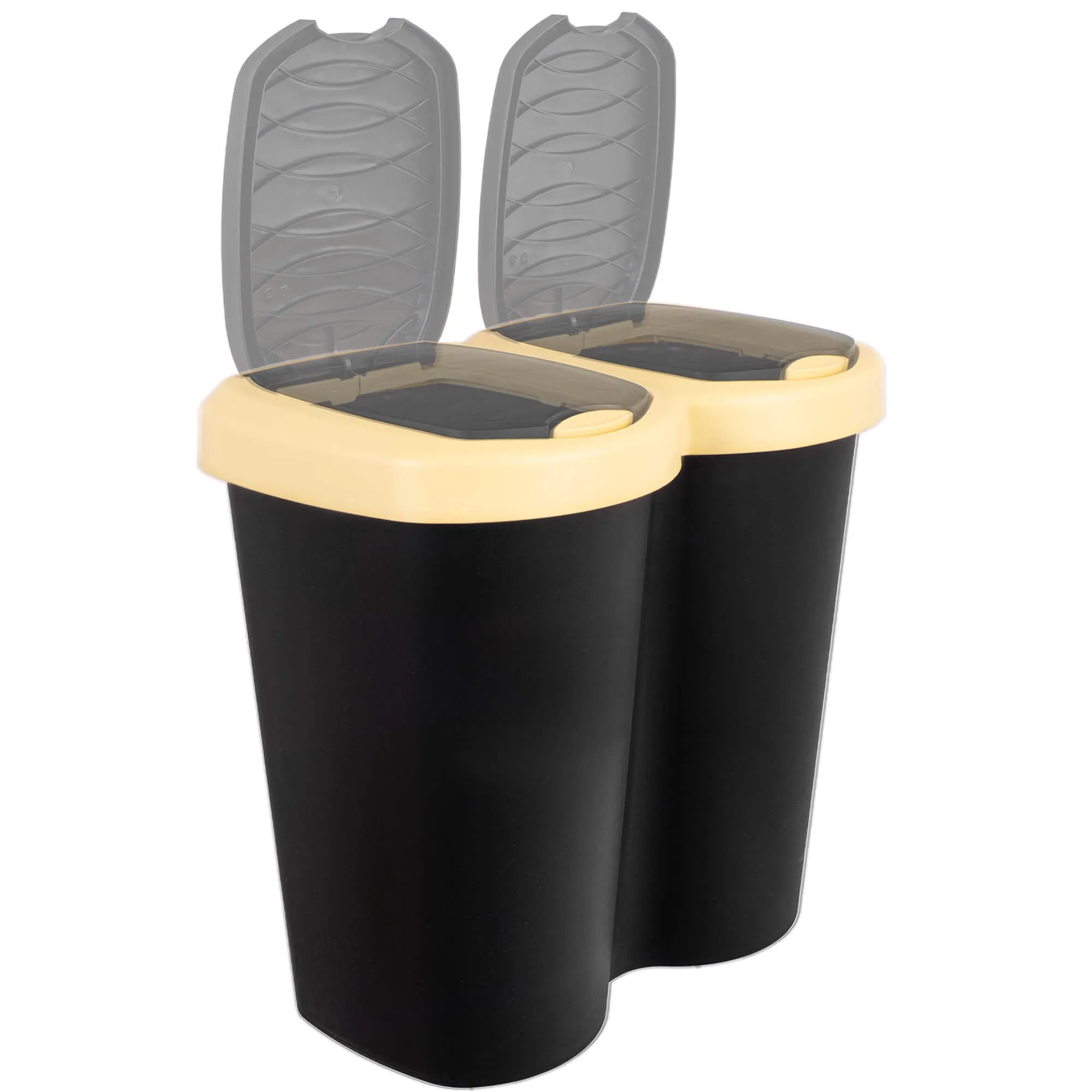 Aumoy 40L dviguba šiukšliadėžė, juoda ir geltona