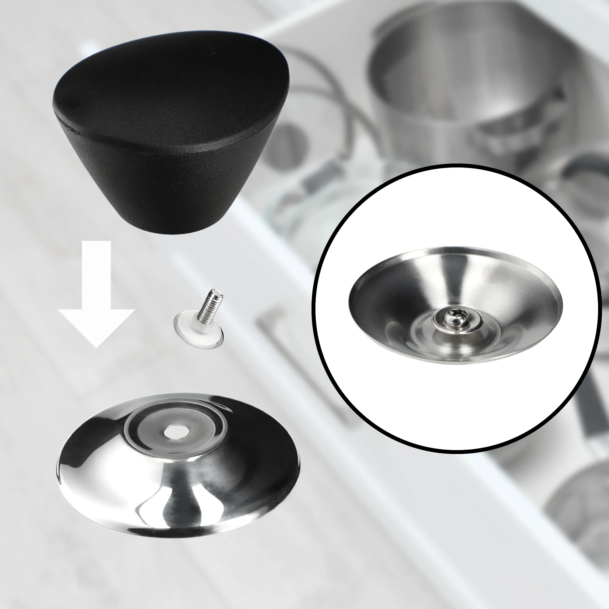 Taranto 22 cm orkaitėje atsparus dangtis su juoda rankena