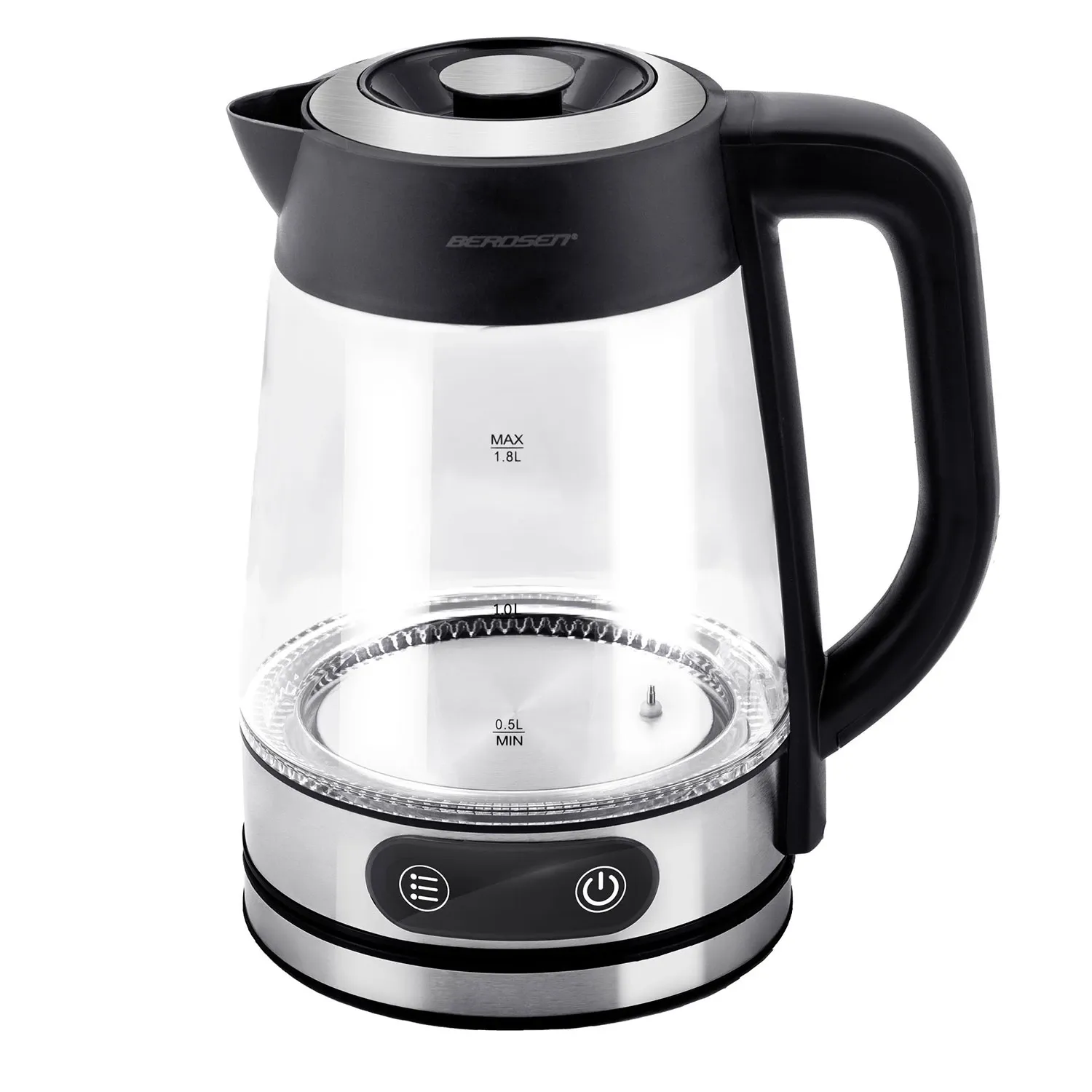 Elektrinis stiklinis virdulys su temperatūros reguliatoriumi 1,8 l 2200 W Berdsen BD-715 - nuotrauka 1