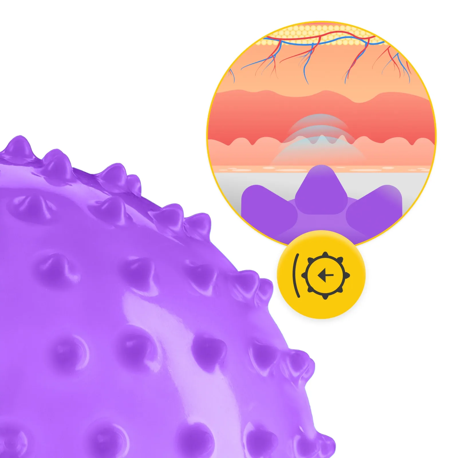 Reabilitacijos kamuolys su dygliais 20 cm violetinis