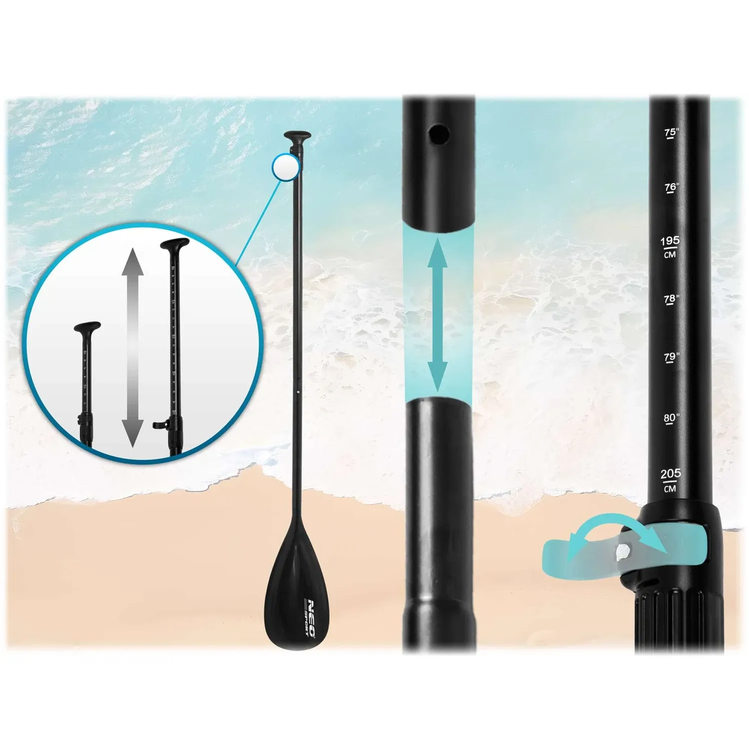 „Neo-Sport“ 230 cm sulankstomas irklentės irklas - nuotrauka 1