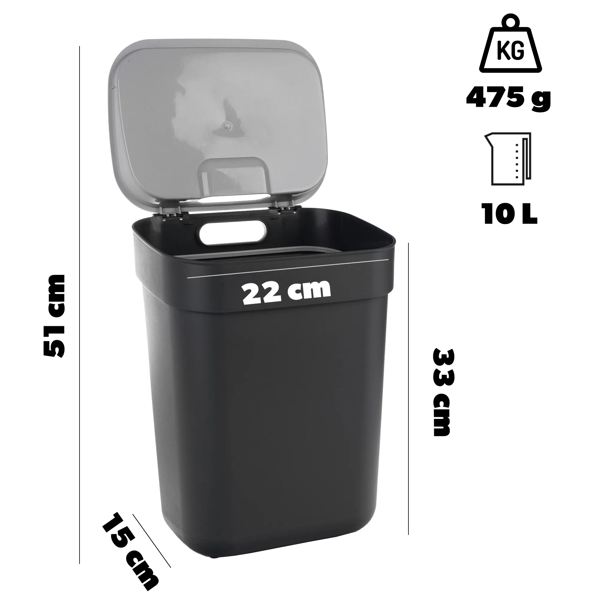 „Curver Ready to Collect“ 10 litrų pilka atliekų rūšiavimo šiukšliadėžė