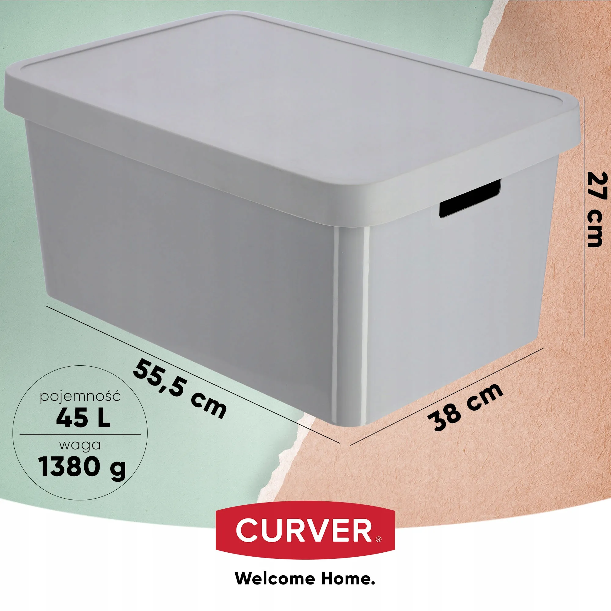 „Curver Infinity“ 45 l laikymo konteineris su dangčiu, pilkas