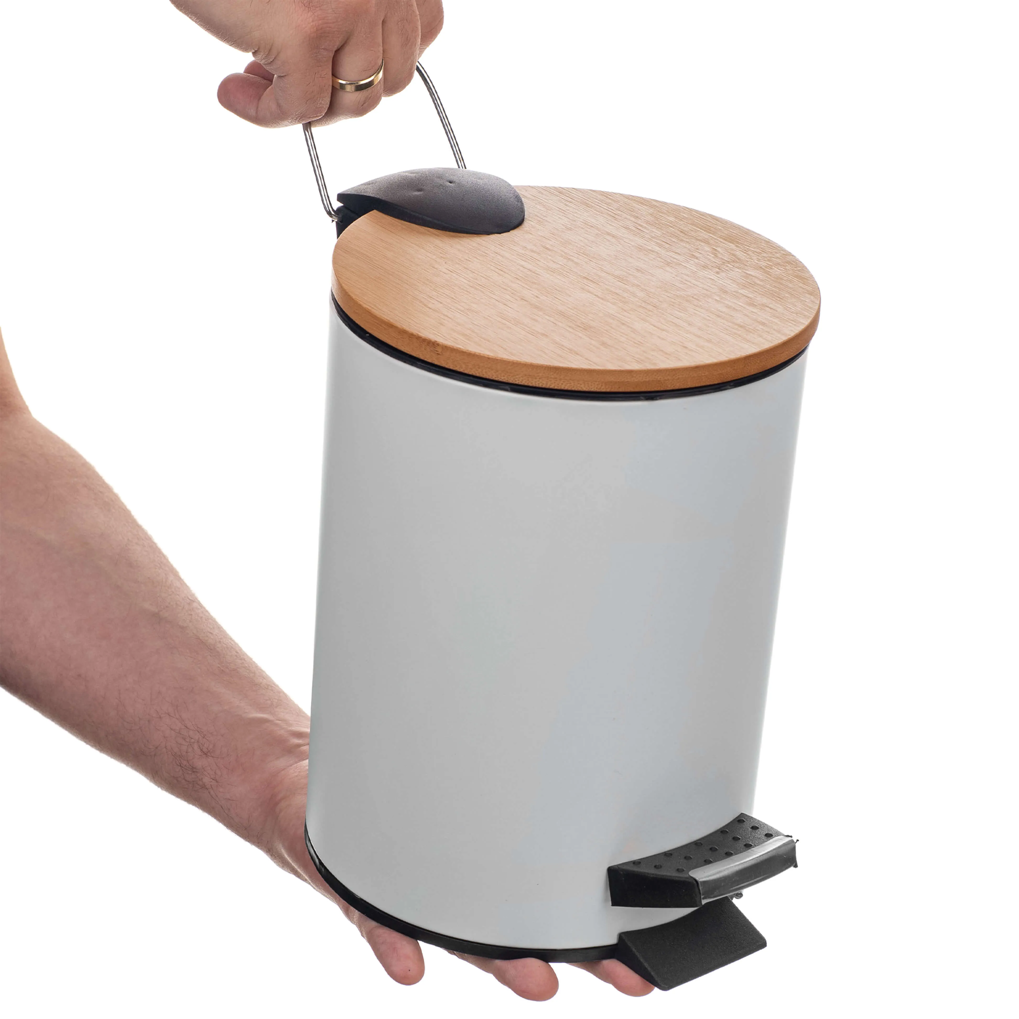 Guise vonios kambario komplektas tualetiniam popieriui ir šepetėlių laikikliui + 3 l krepšeliui, baltas