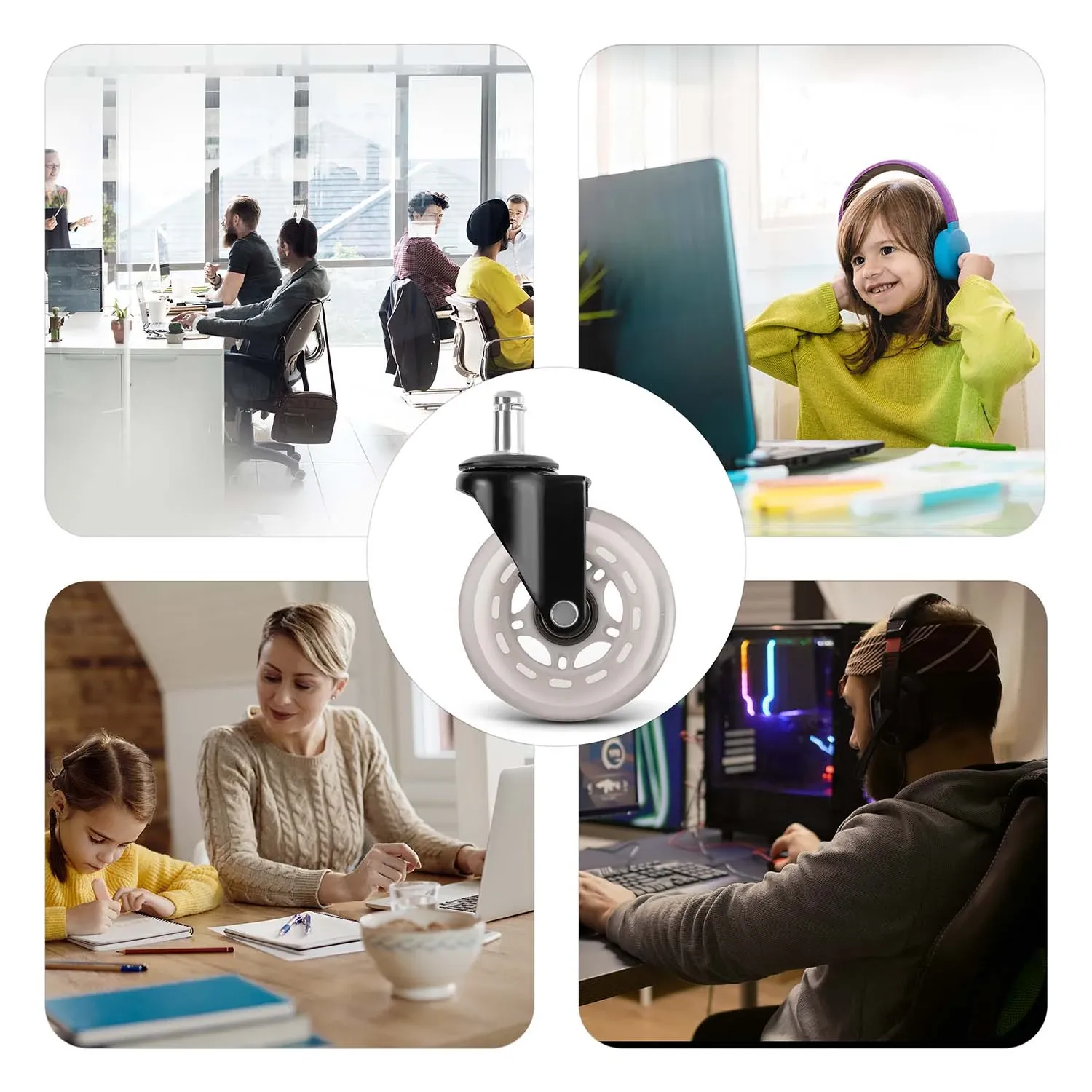 Skaidrūs guminiai ratukai Sofotel foteliams, 5 vnt. - nuotrauka 1