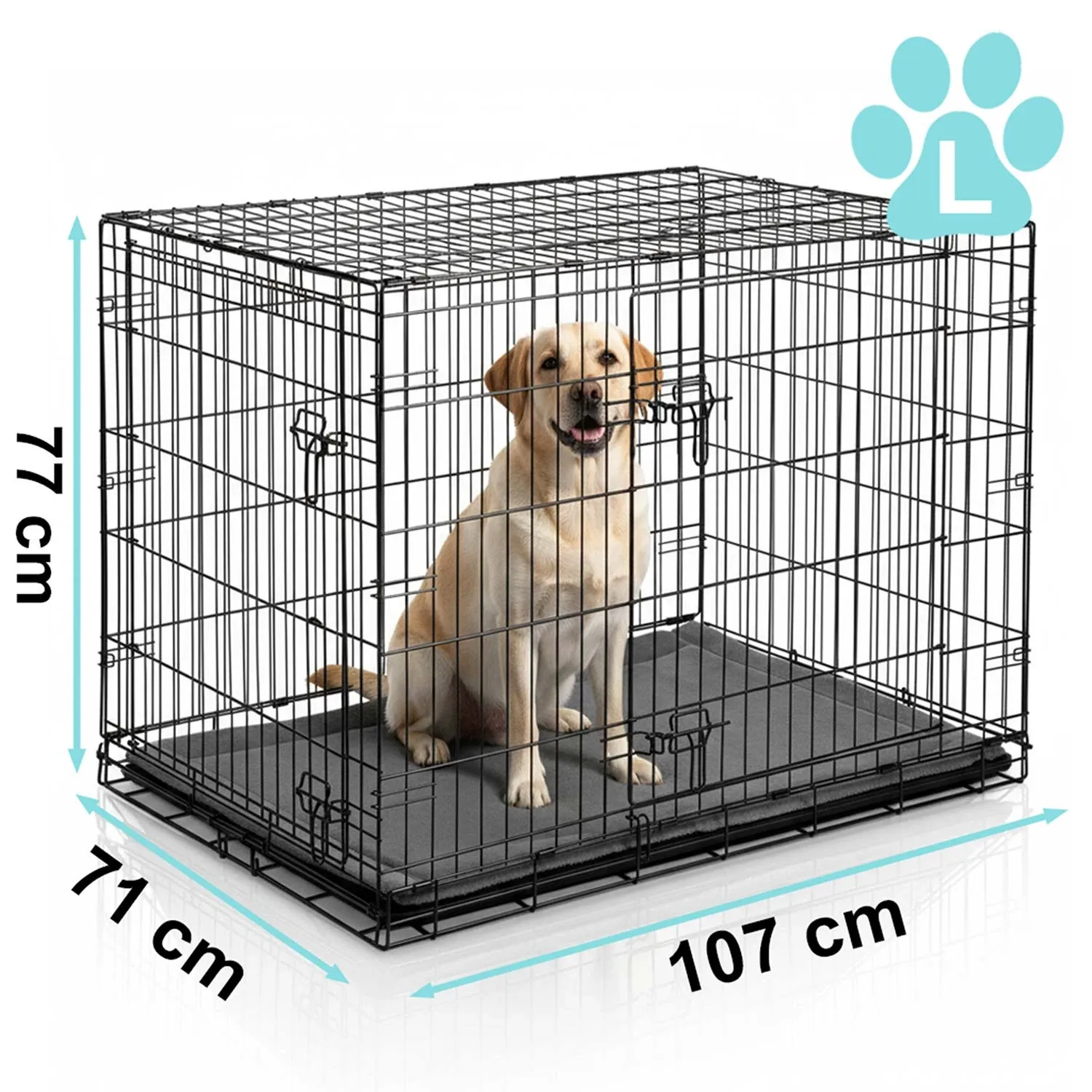 Metalinis šunų voljeras + guolis 107 x 71 x 77 cm PH-202 - nuotrauka 1
