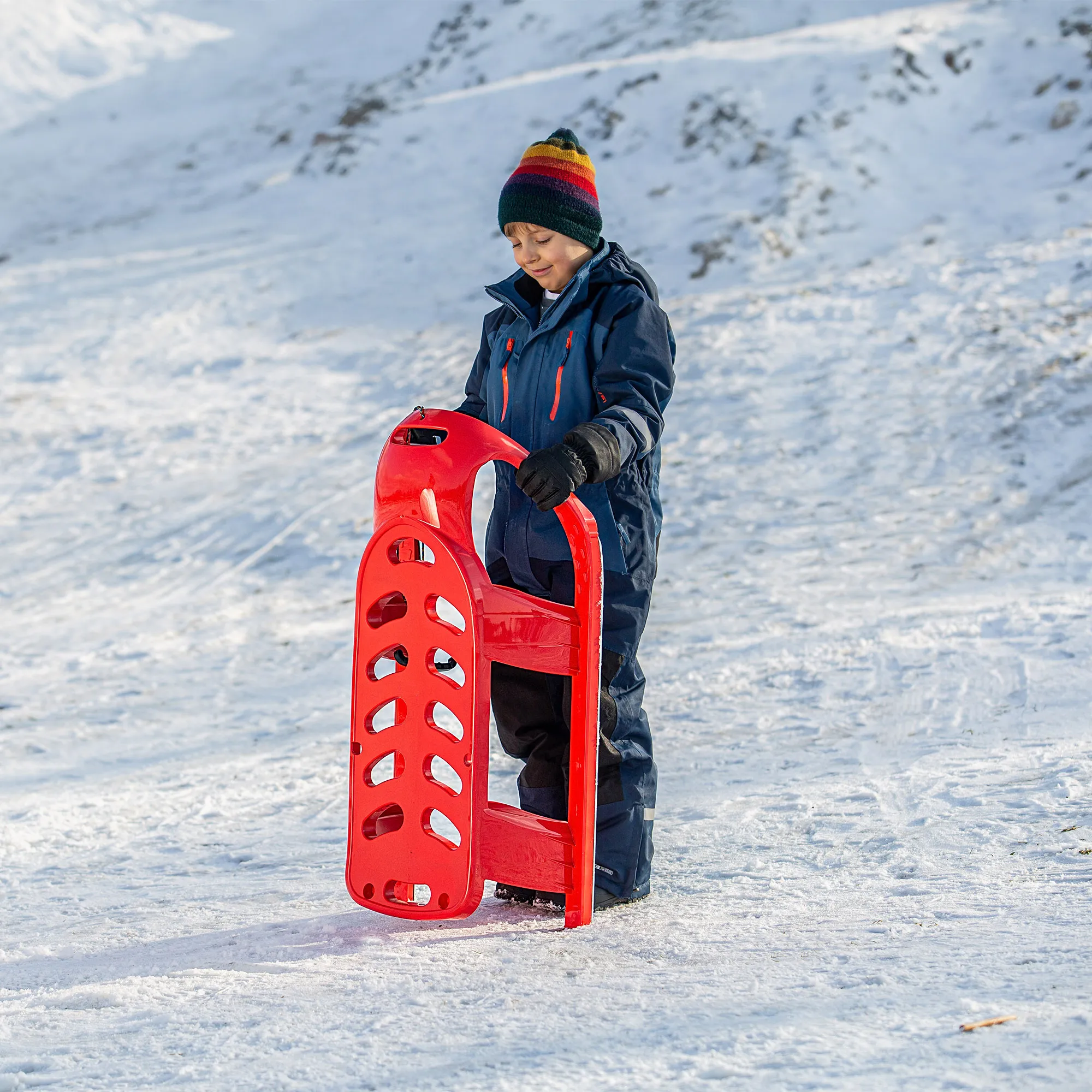 Piera plastikinės rogės vaikams, raudonos