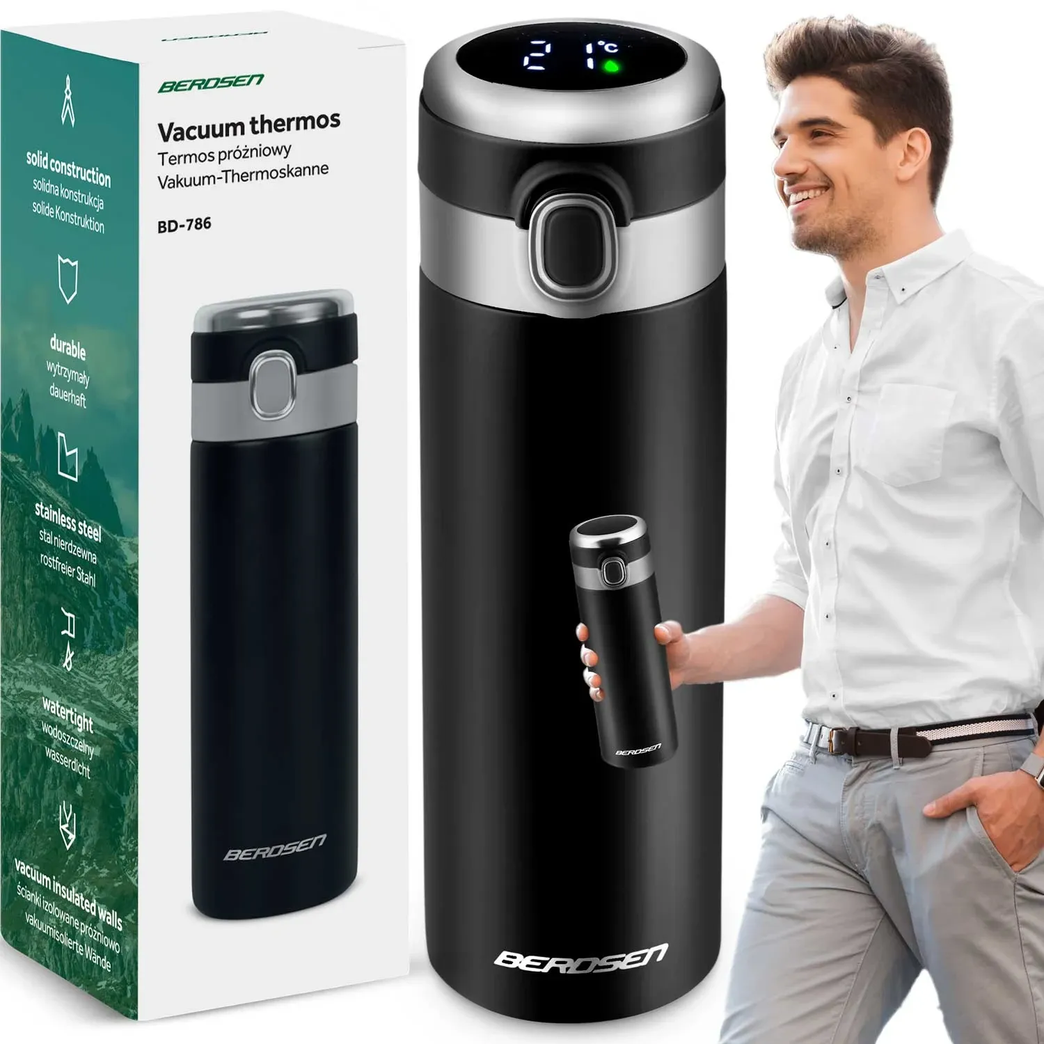 Vakuuminis termosas 450 ml BD-786 juodas - nuotrauka 1