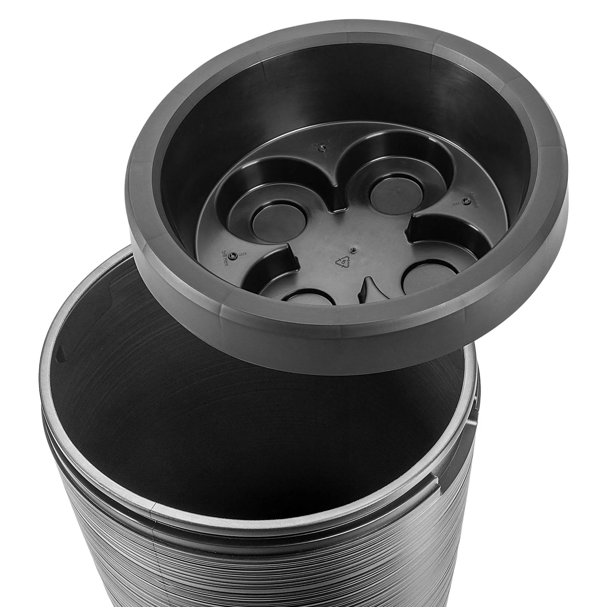 „Reveret“ 240 l lietaus vandens bakas su prijungimo komplektu, lygus, juodas