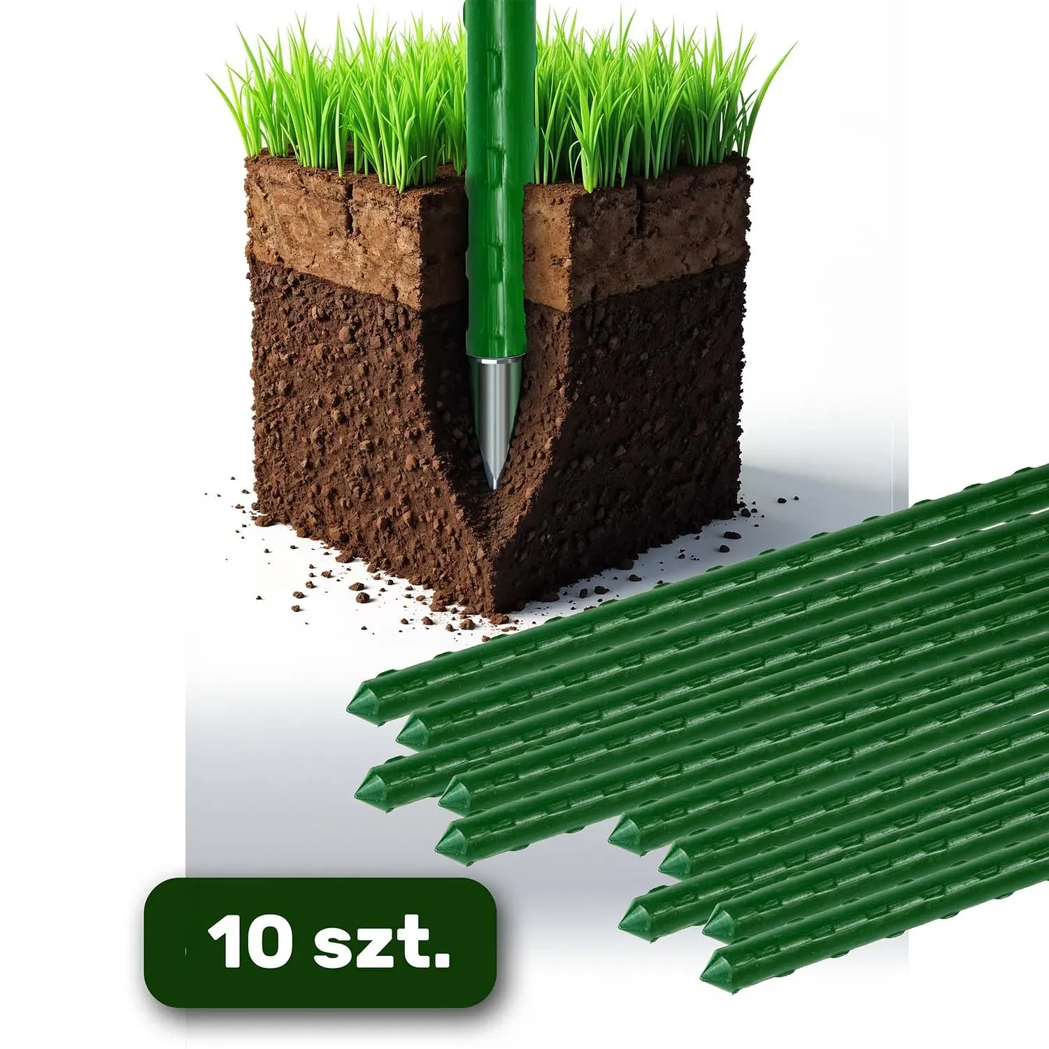 Augalų kuolai 150 cm Plonos PL-940 žali 10 vnt. - nuotrauka 1