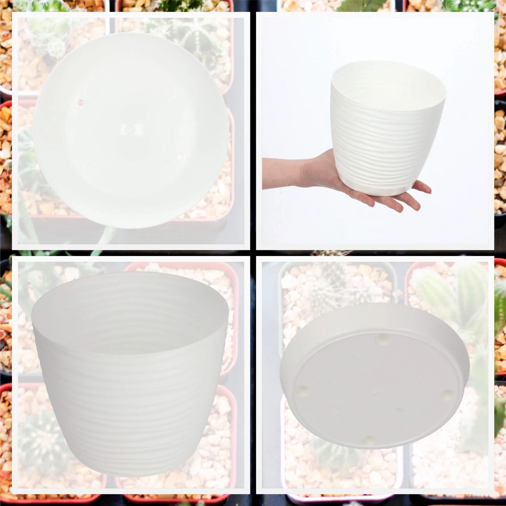 Apvalus gėlių vazonas su lėkštute