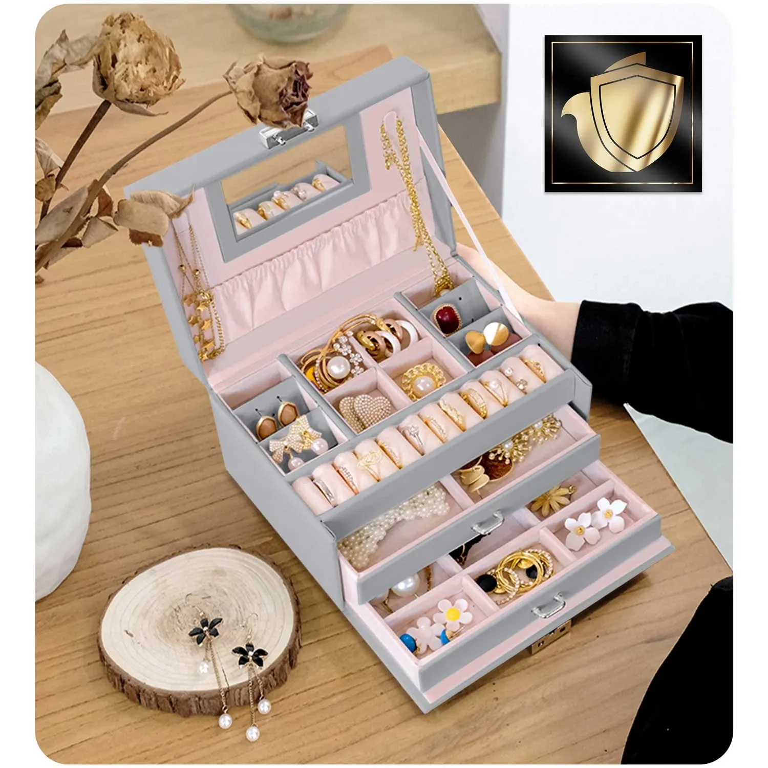 Papuošalų dėžutė MS-700 Massido - pilka - nuotrauka 1