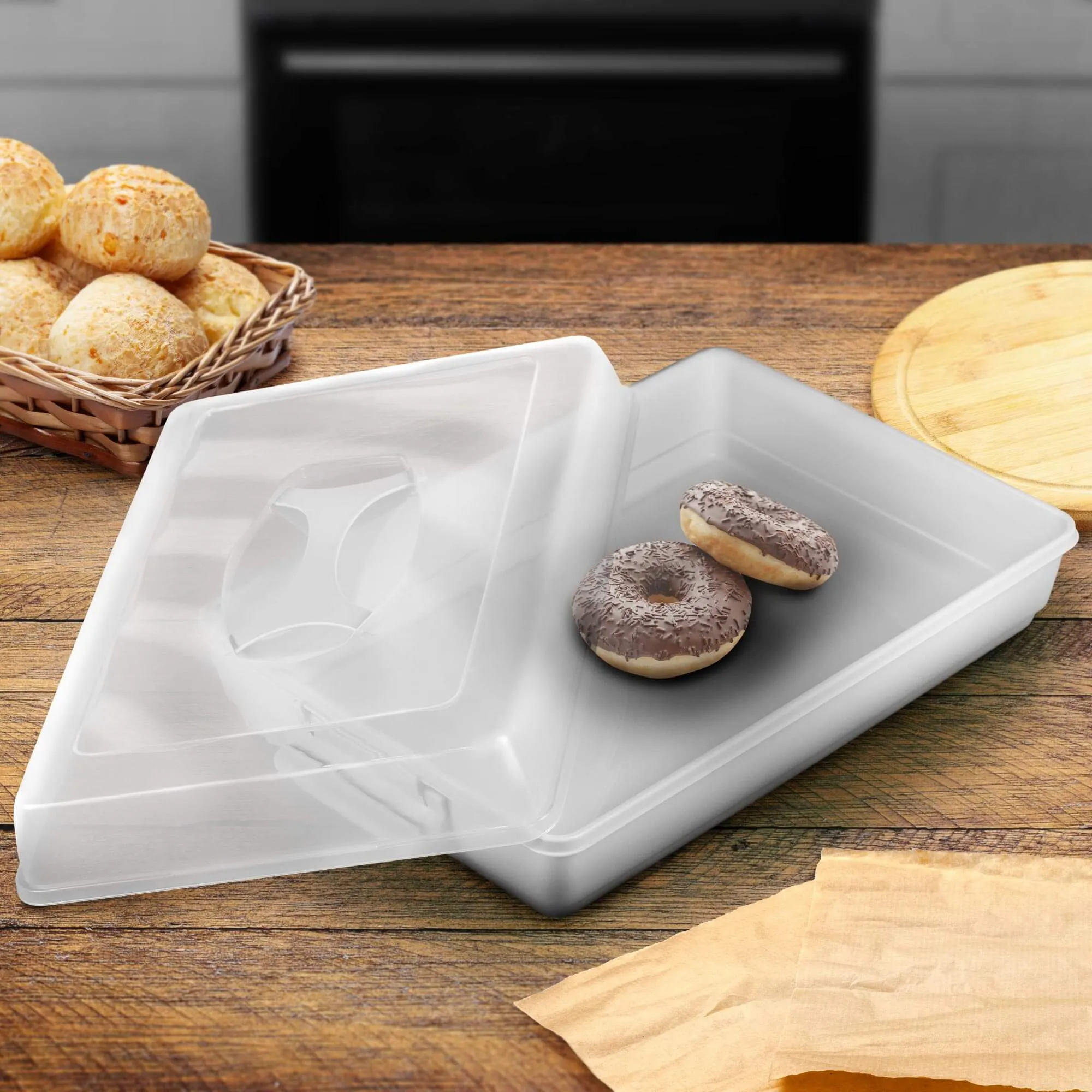 Ovada torto indas su dangteliu ir įdėklu, 43×30 cm, pilkas