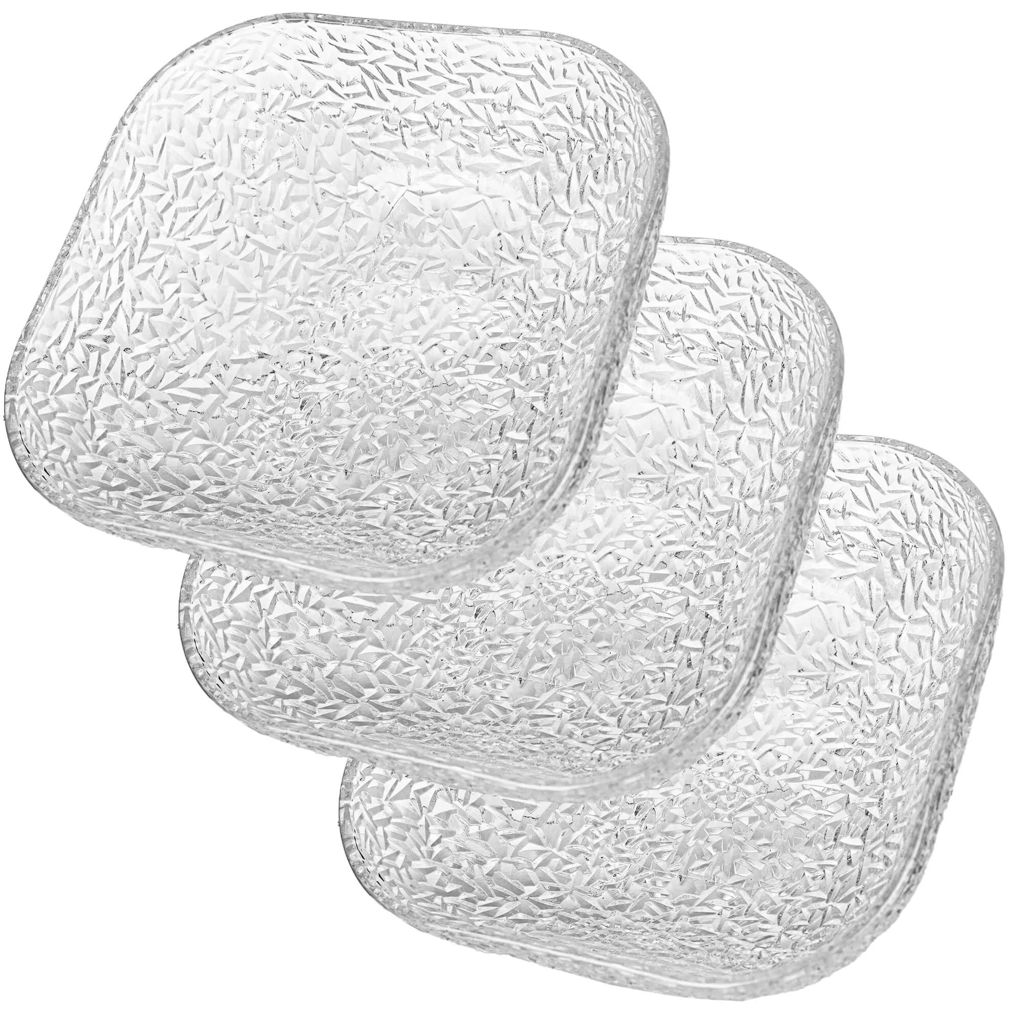 Venosa stikliniai salotų dubenėliai, 20 cm, su ledo raštu, 3 vnt.