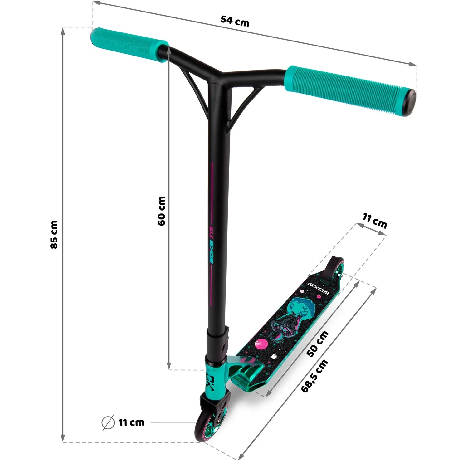 SOKE XTR triukų paspirtukas turkio spalvos rožinis - nuotrauka 1