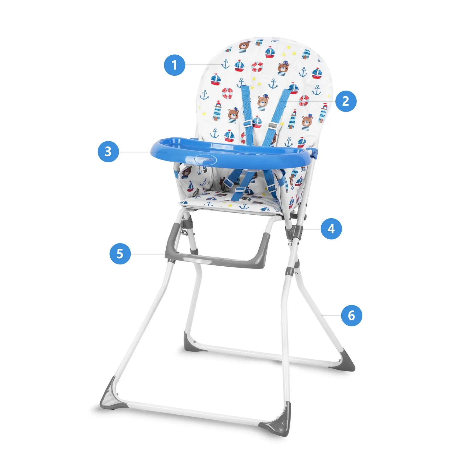 Ricokids FANDO jūros stiliaus maitinimo kėdutė su staliuku - nuotrauka 1